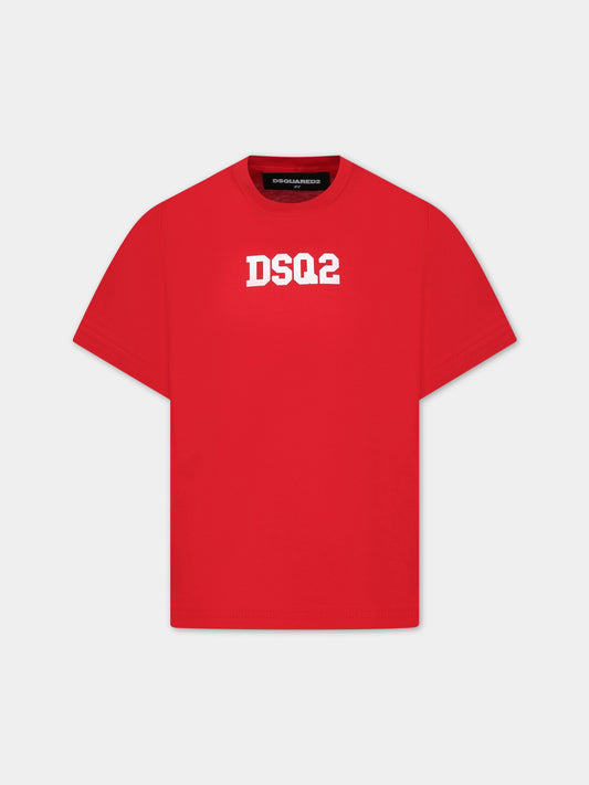 T-shirt rossa per bambino con logo,Dsquared2,DQ1622 D004G DQ405