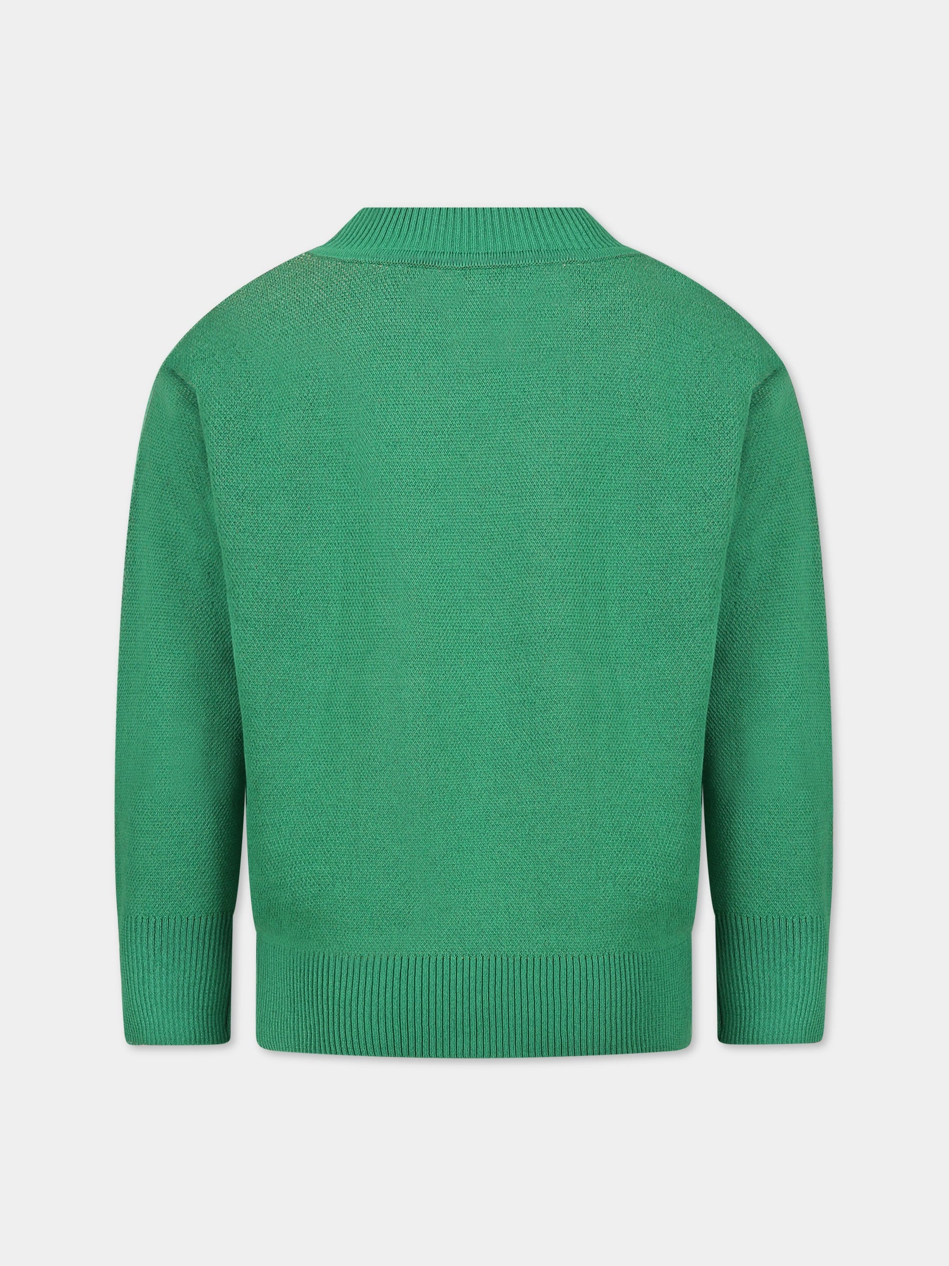 Maglione verde per bambini con stampa e logo,The Animals Observatory,S23068 188 CE