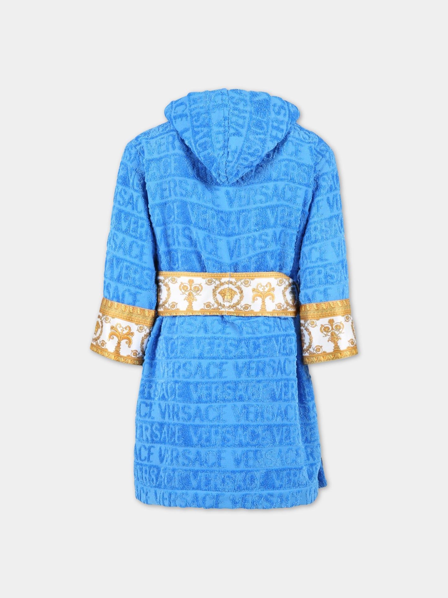 Accappatoio azzurro per bambino con logo,Versace,ZACJYNG01 ZCOSP052 1V040