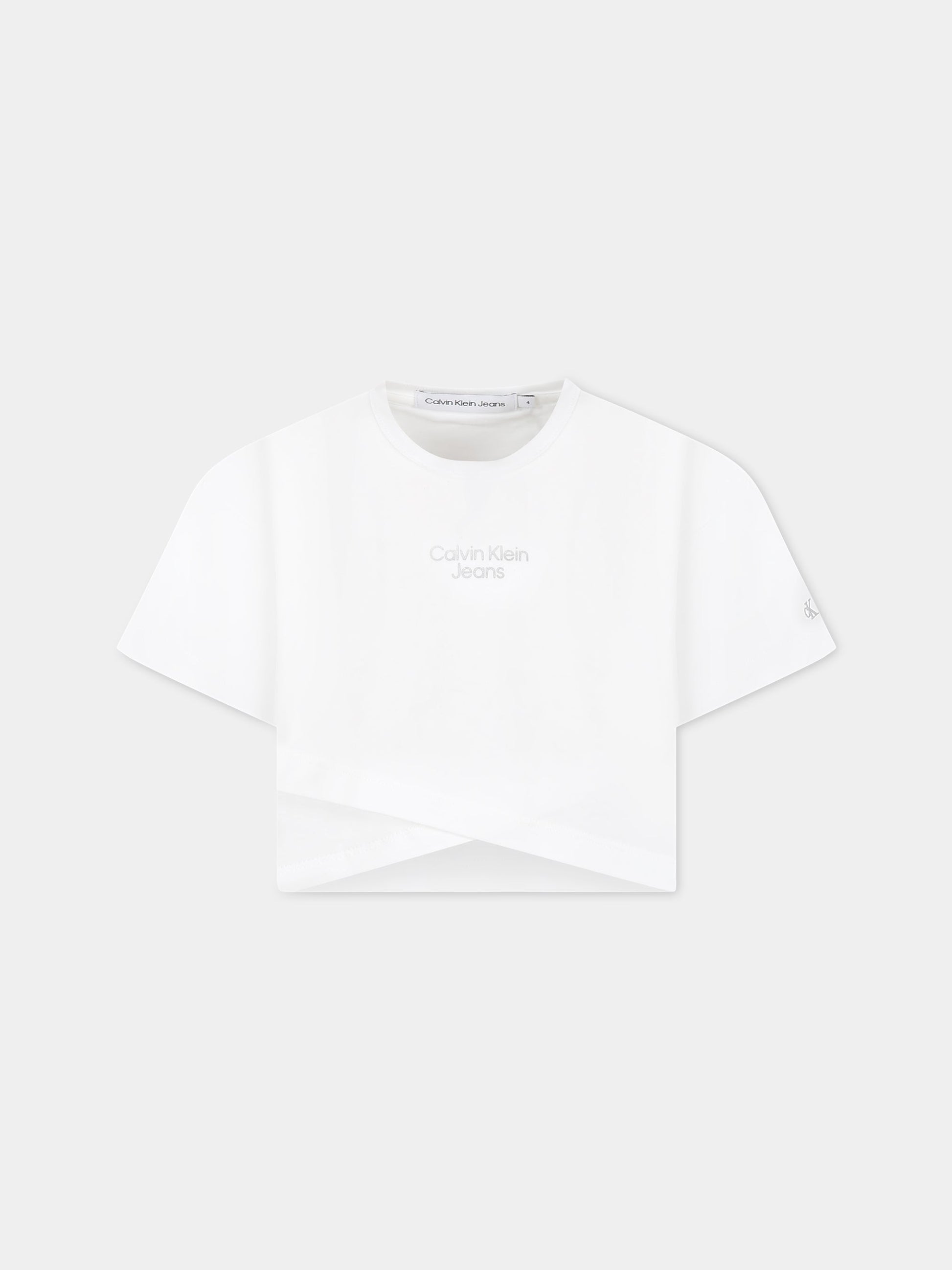 T-shirt bianco per bambina con logo,Calvin Klein Kids,CKIG0IG01938 IG0IG01938 YAF