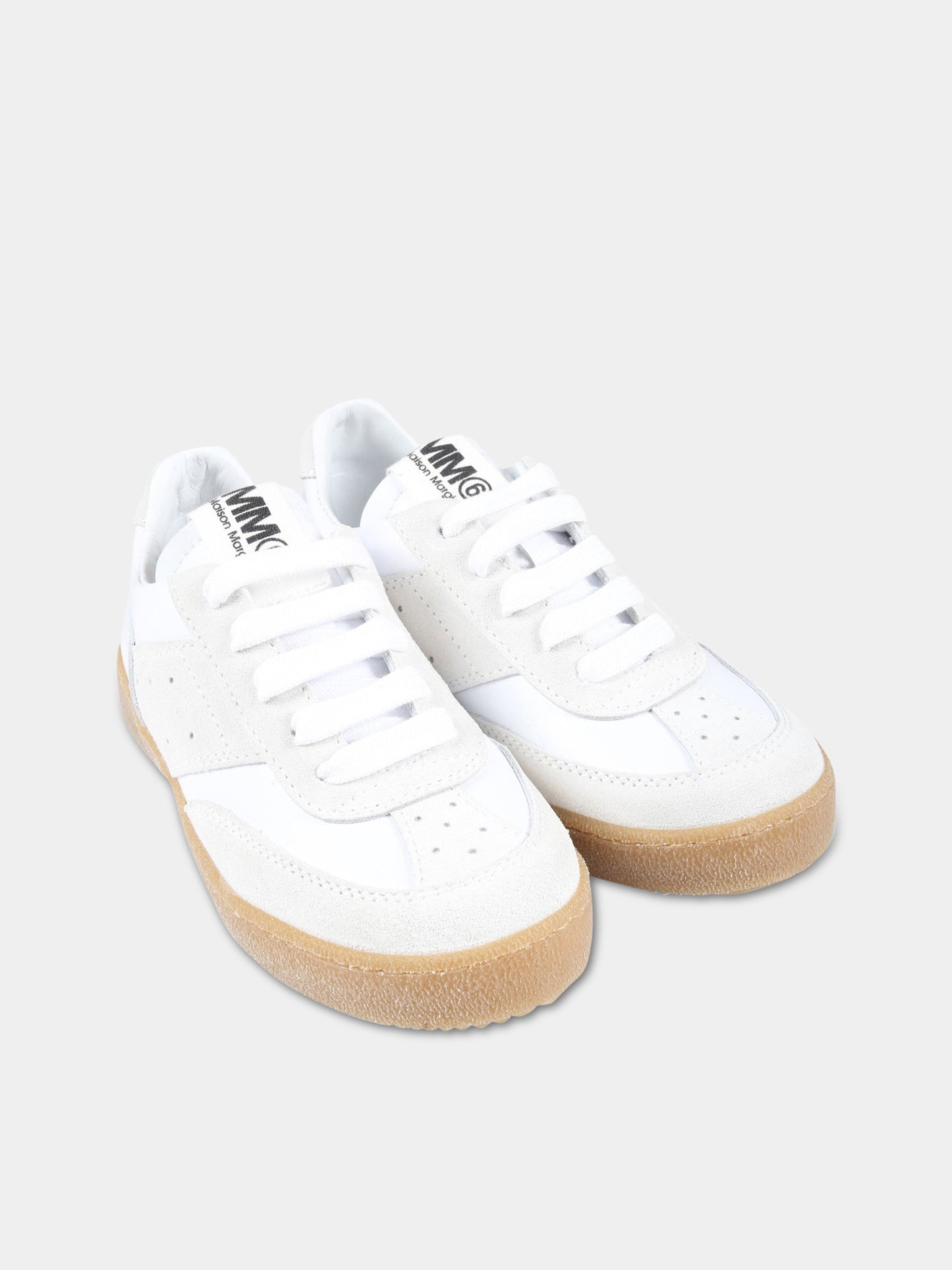 Sneakers bianche per bambini con logo,Mm6 Maison Margiela,73413 1