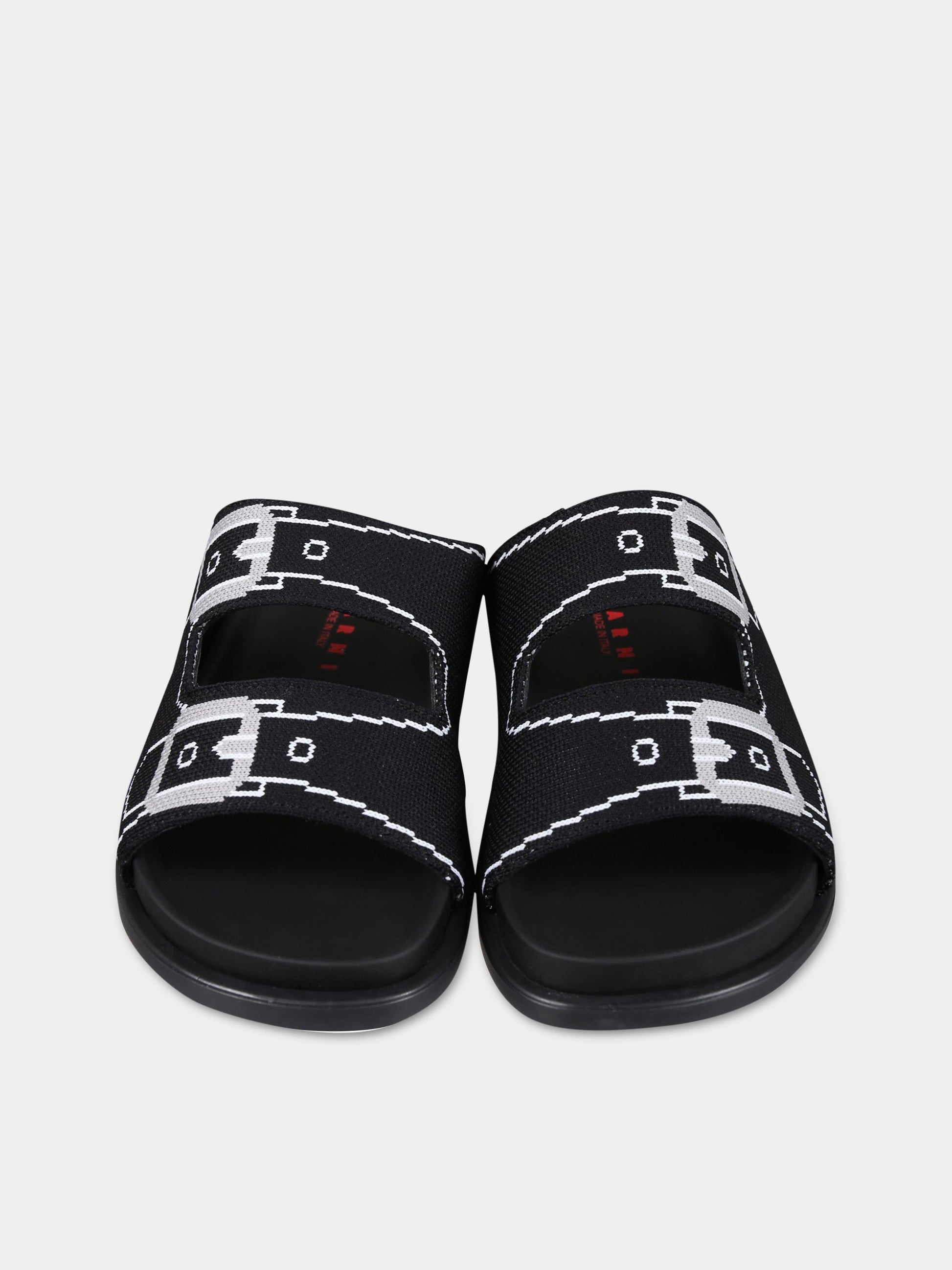 Sandalo nero per bambina con fascia ad intarsio,Marni Kids,73472 4