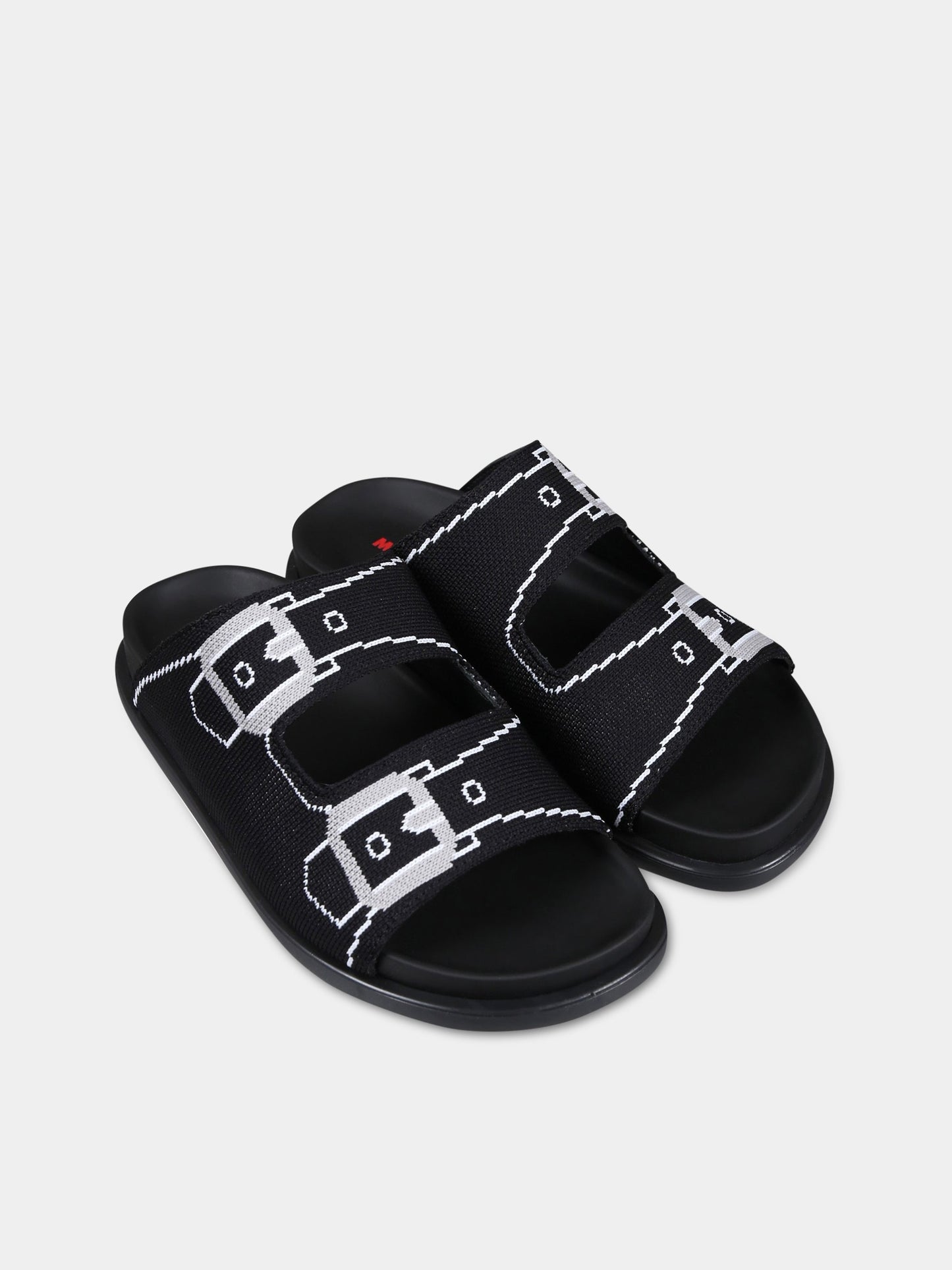 Sandalo nero per bambina con fascia ad intarsio,Marni Kids,73472 4