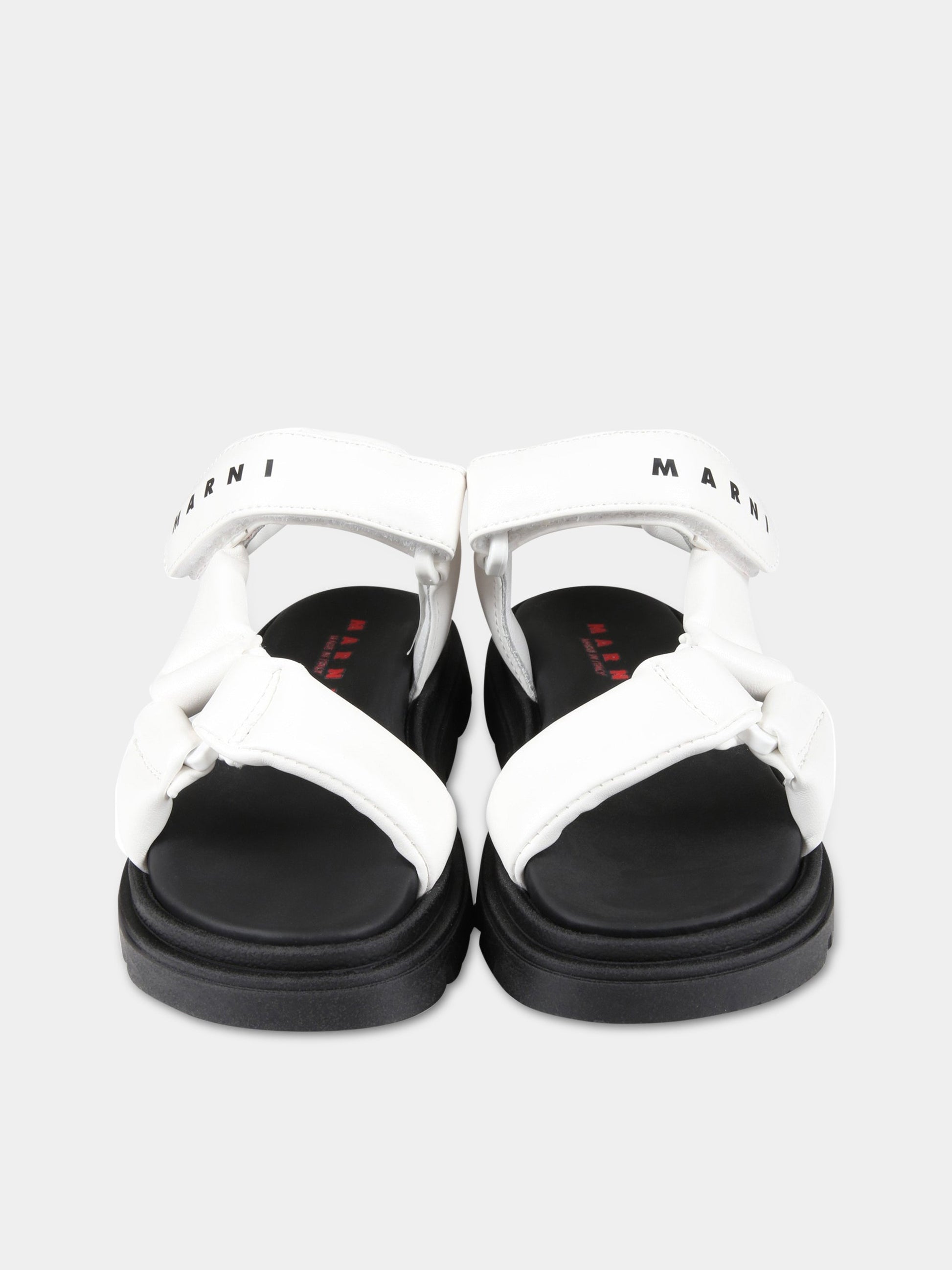 Sandali bianchi e neri per bambina con logo nero,Marni Kids,73461 3