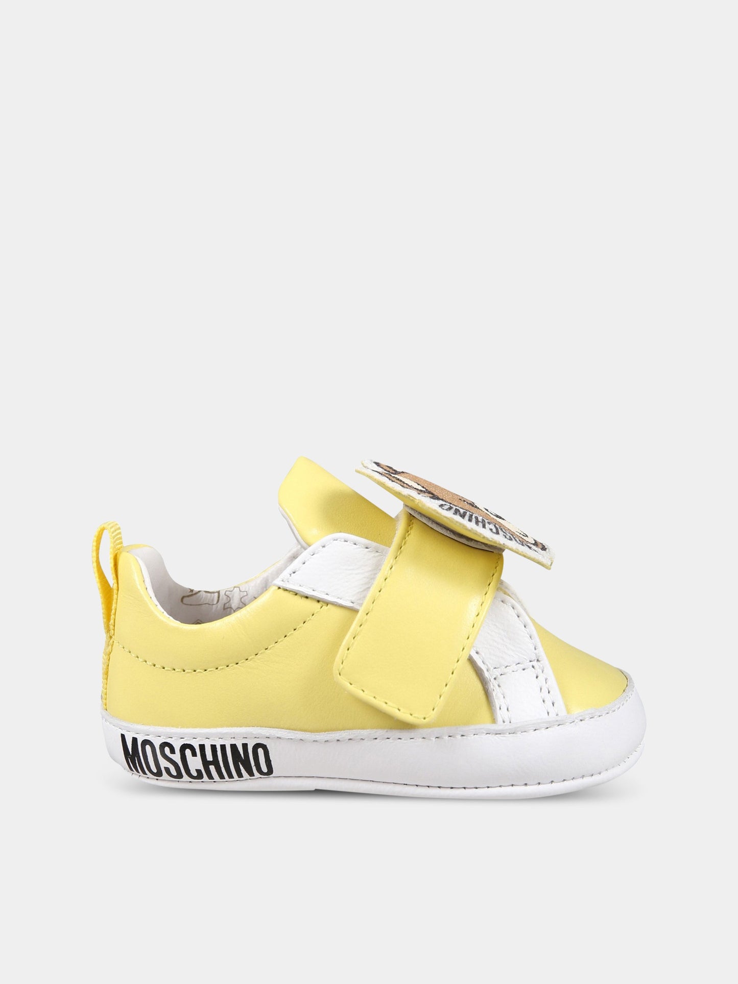 Sneakers gialle per neonata con Teddy Bear, ape e logo,Moschino Kids,74268 3