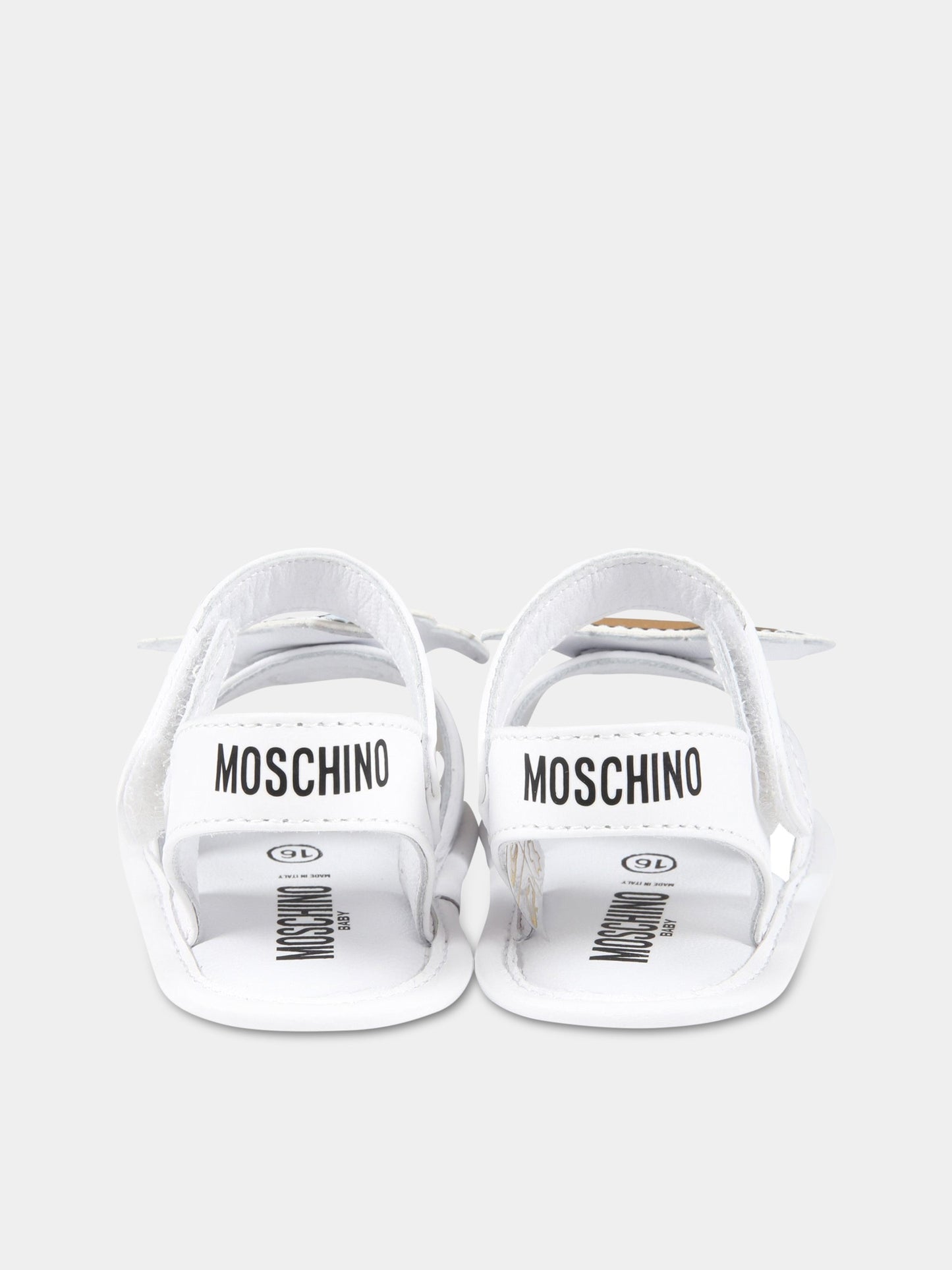 Sandali bianchi per neonato con Teddy Bear e squalo,Moschino Kids,74251 1
