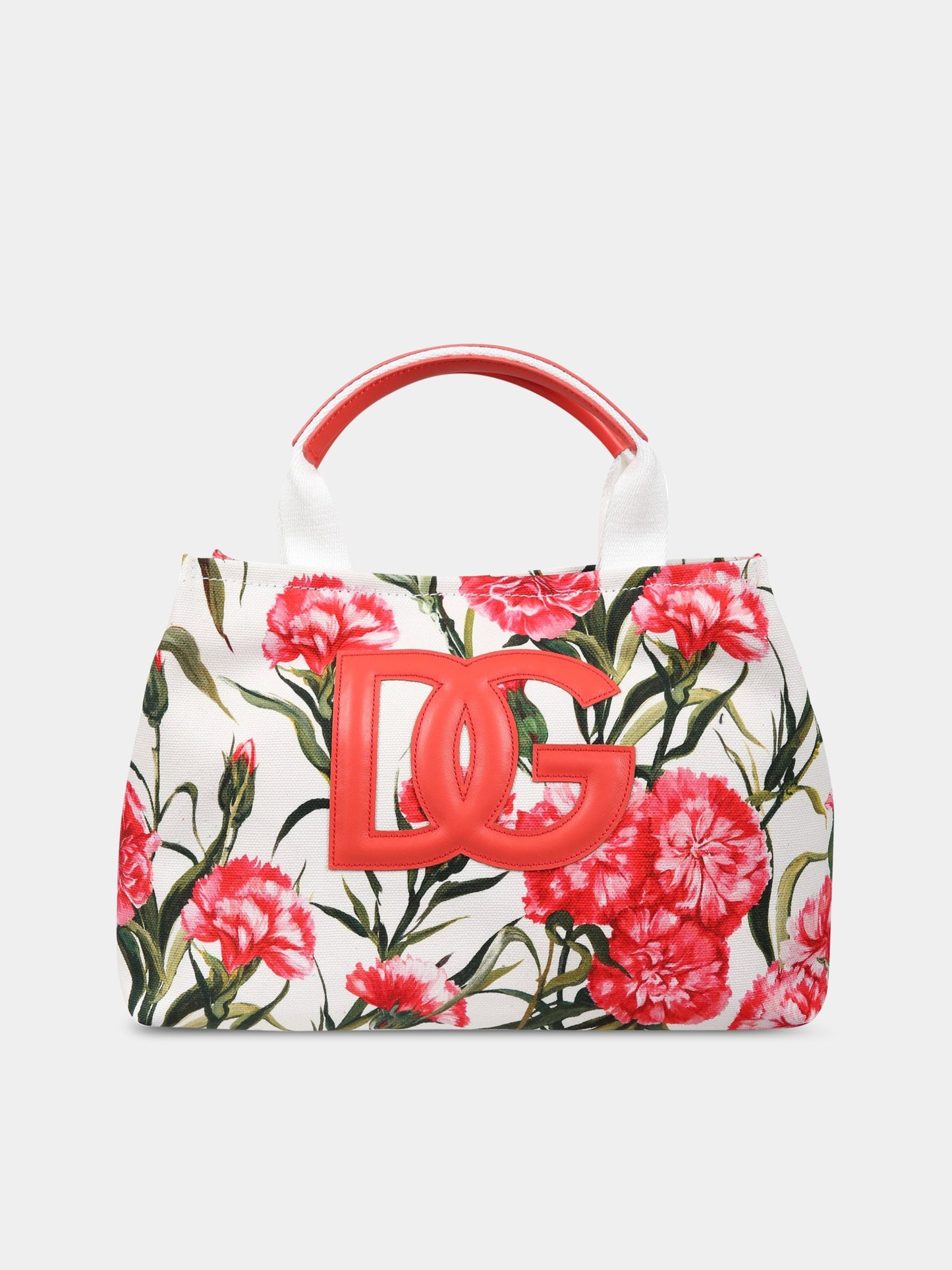 Borsa multicolor per bambina con garofani rossi e logo,Dolce & Gabbana Kids,EB0116 AS730 HA3VL