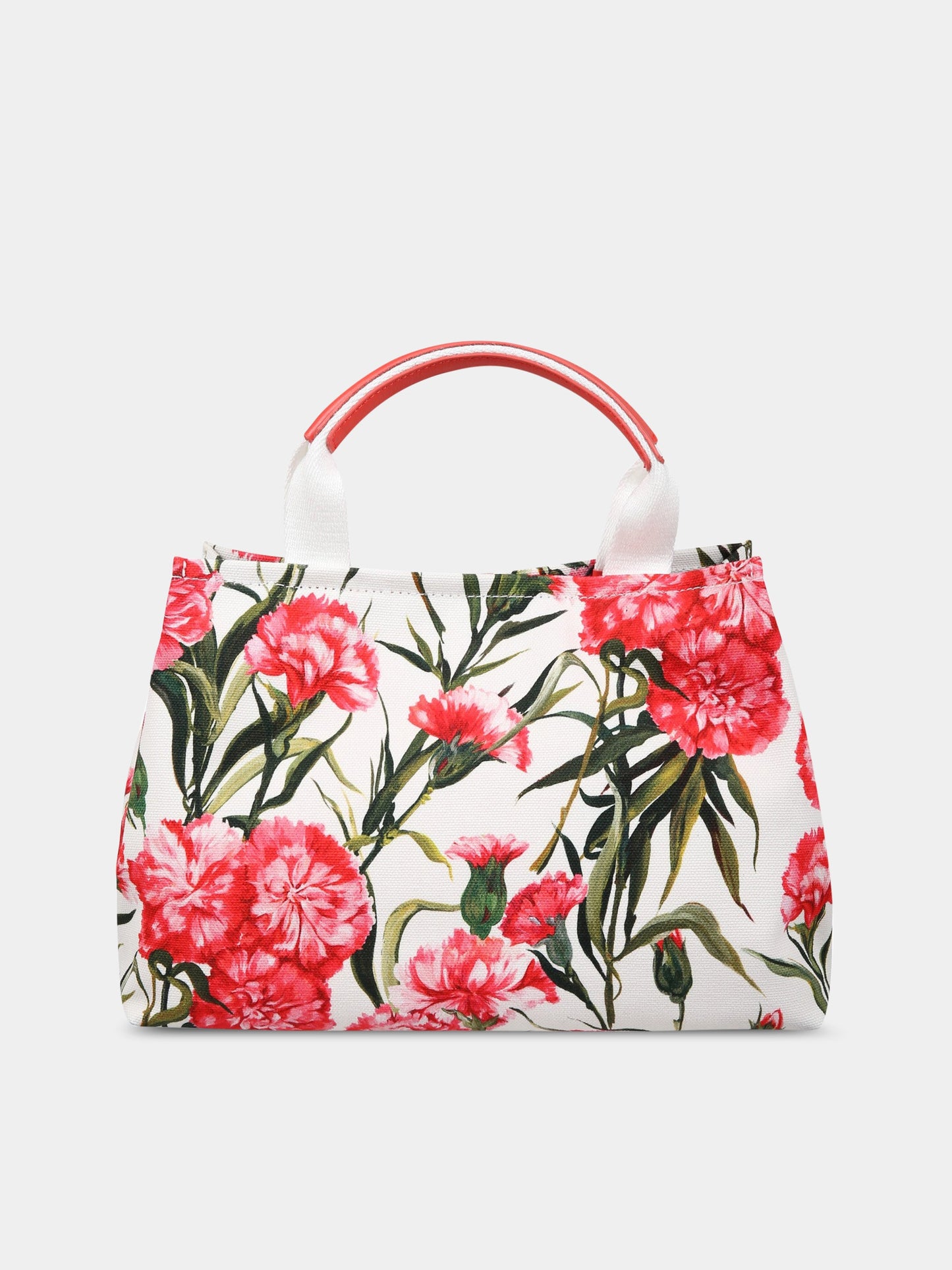 Borsa multicolor per bambina con garofani rossi e logo,Dolce & Gabbana Kids,EB0116 AS730 HA3VL