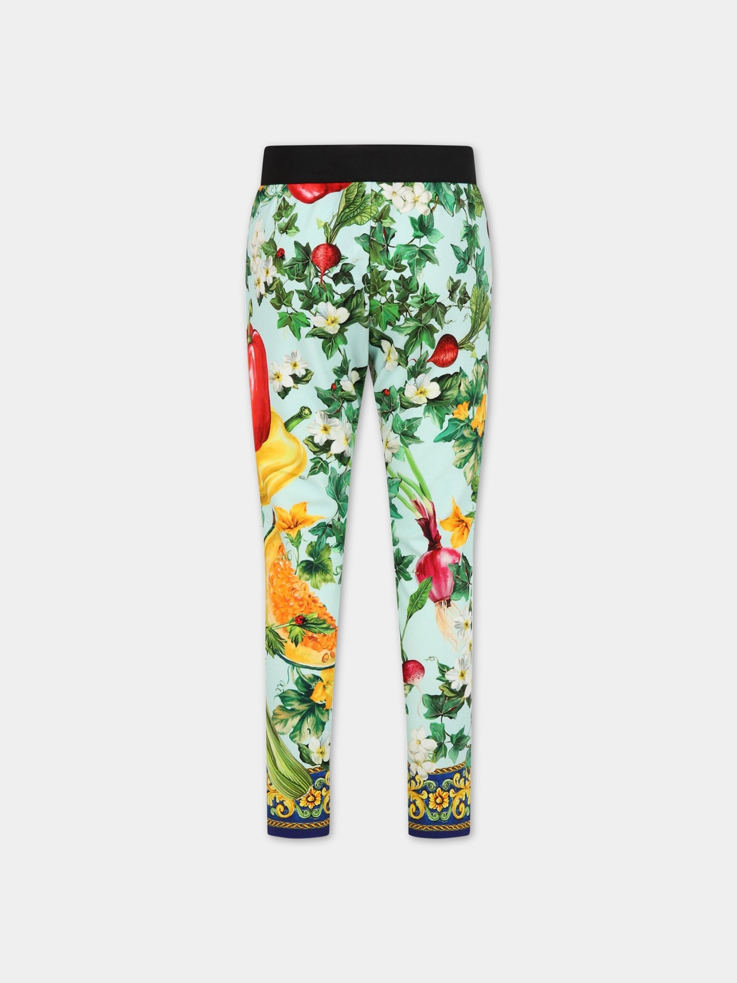 Pantaloni multicolor per bambina con iconica stampa e logo,Dolce & Gabbana Kids,L5JP3J G7I0R HC4NJ