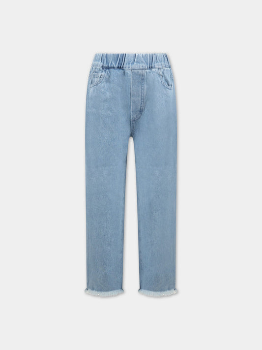 Jeans celesti per bambina con patch logato,Marques Almeida,SS23CORETR0170DNM BABY BLUE