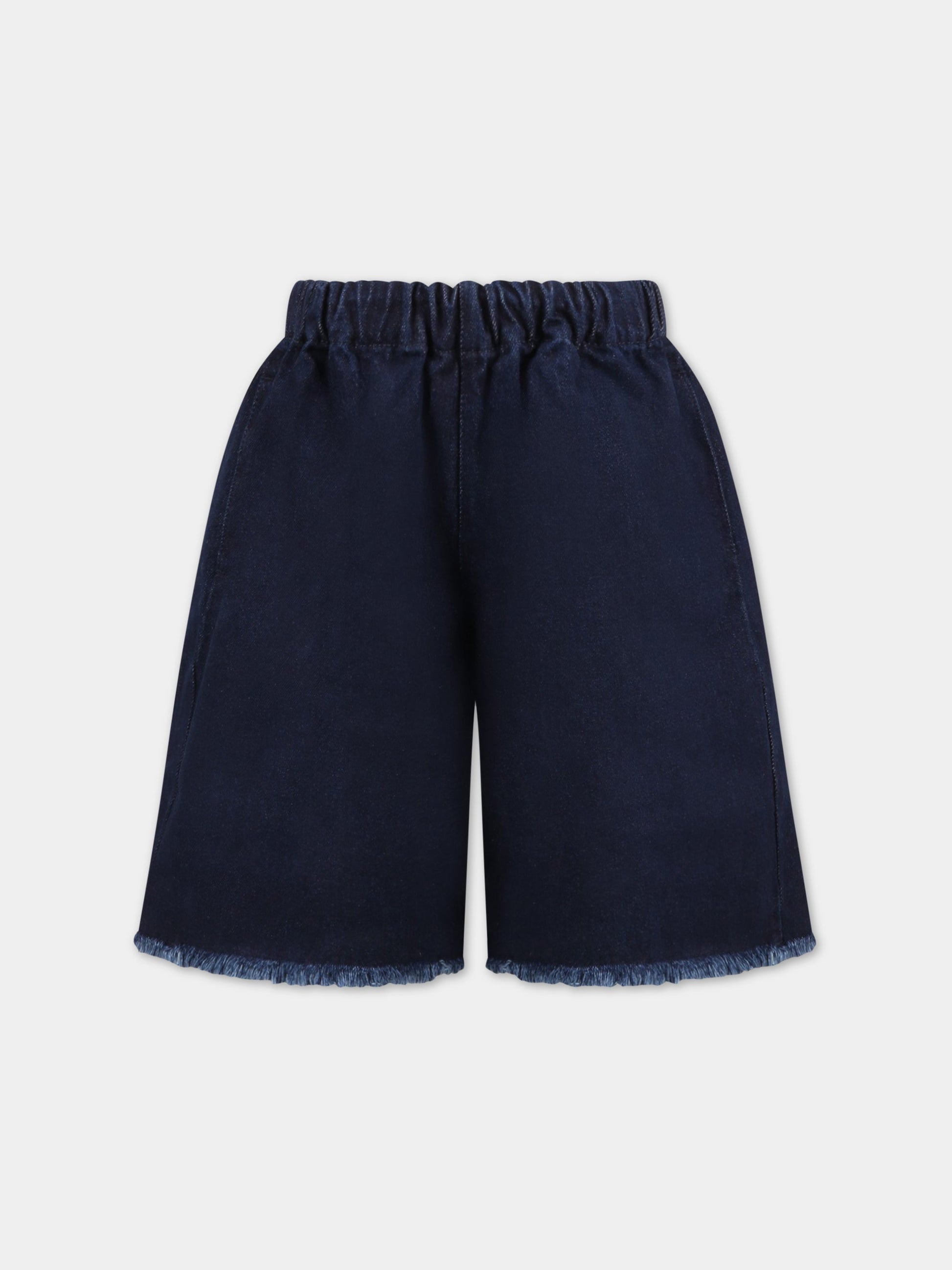 Shorts blu per bambina con patch logato,Marques Almeida,SS23CORETR0171DNM NAVY