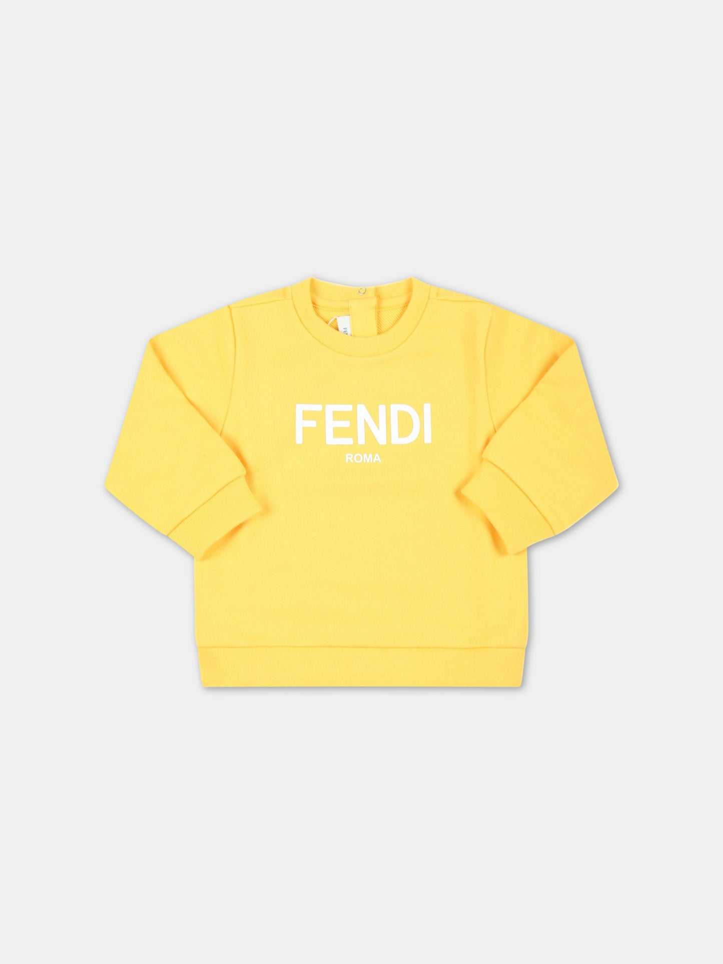 Felpa gialla per neonati con logo bianco,Fendi Kids,BUH054 5V0 F08HW