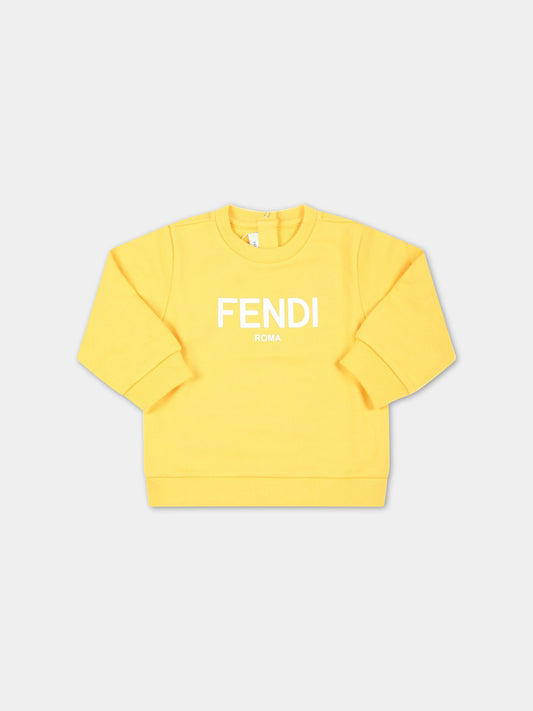 Felpa gialla per neonati con logo bianco,Fendi Kids,BUH054 5V0 F08HW