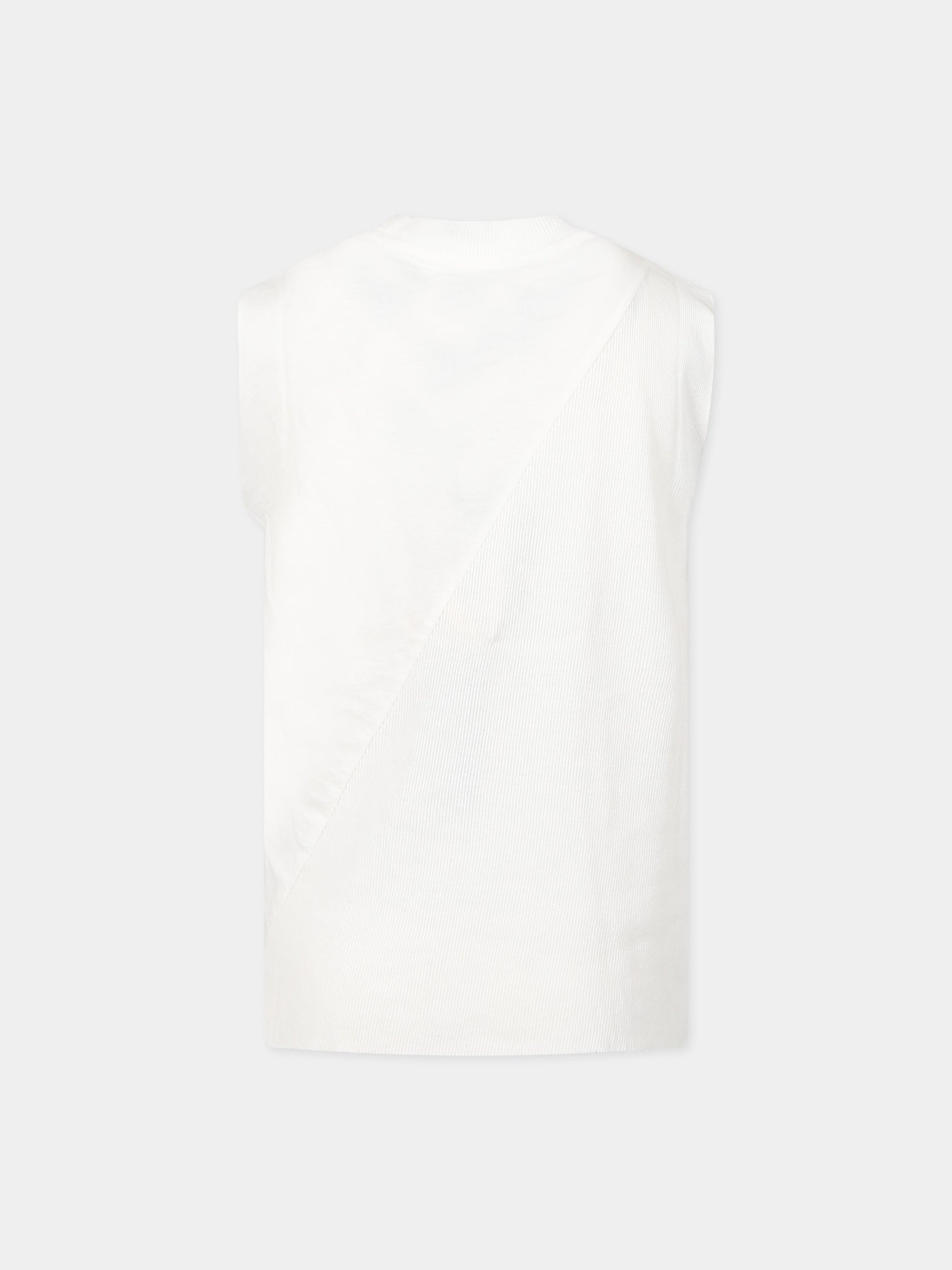 T-shirt bianca per bambino con stampa e logo,Nununu,NU3714A