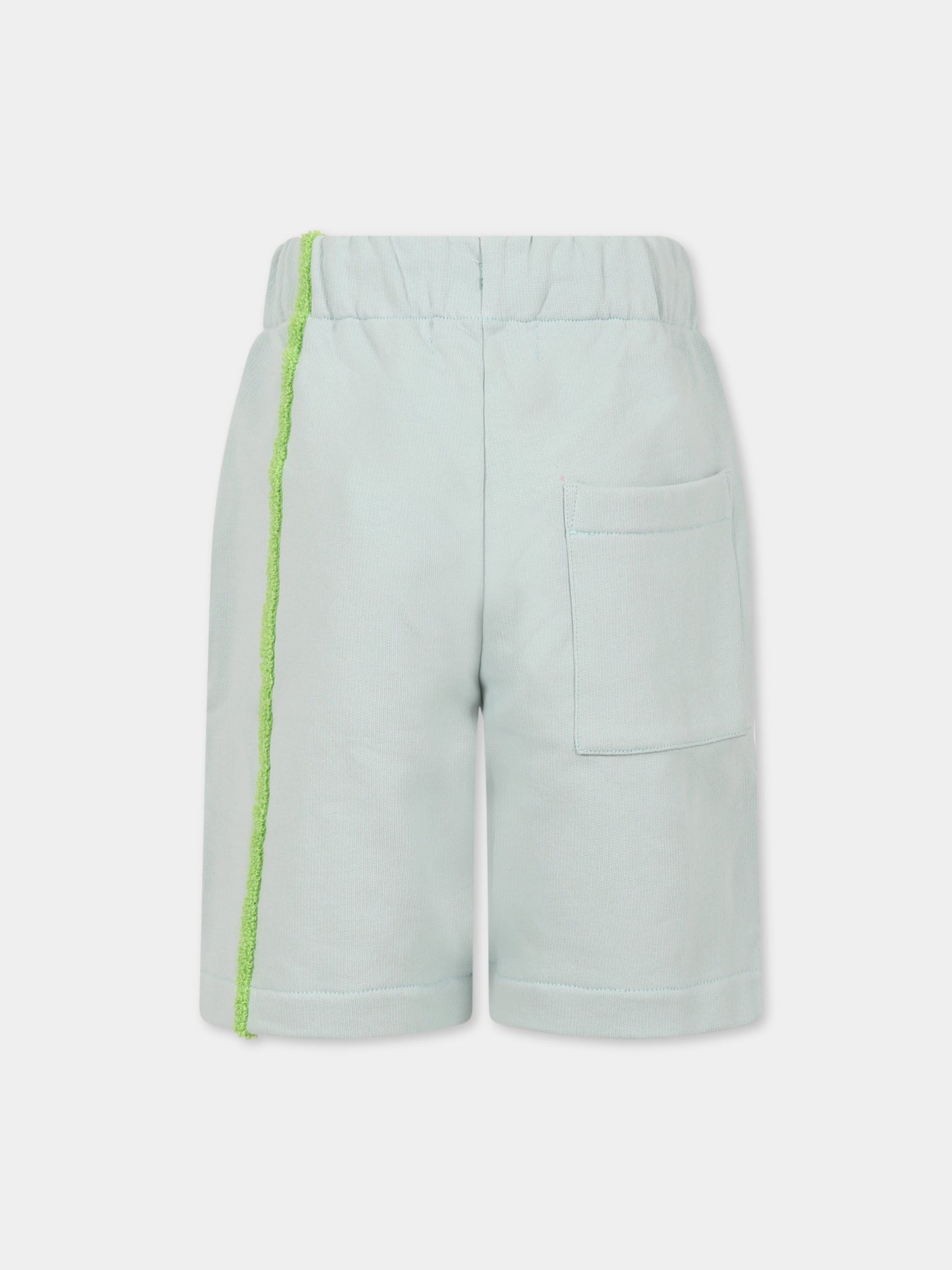 Shorts celeste per bambini con dettaglio verde,Raquette,BAT 005A 67