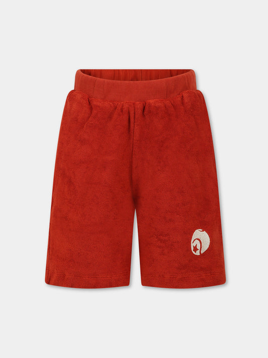 Shorts rosso per bambino con ricamo,Raquette,SCA 006B 81