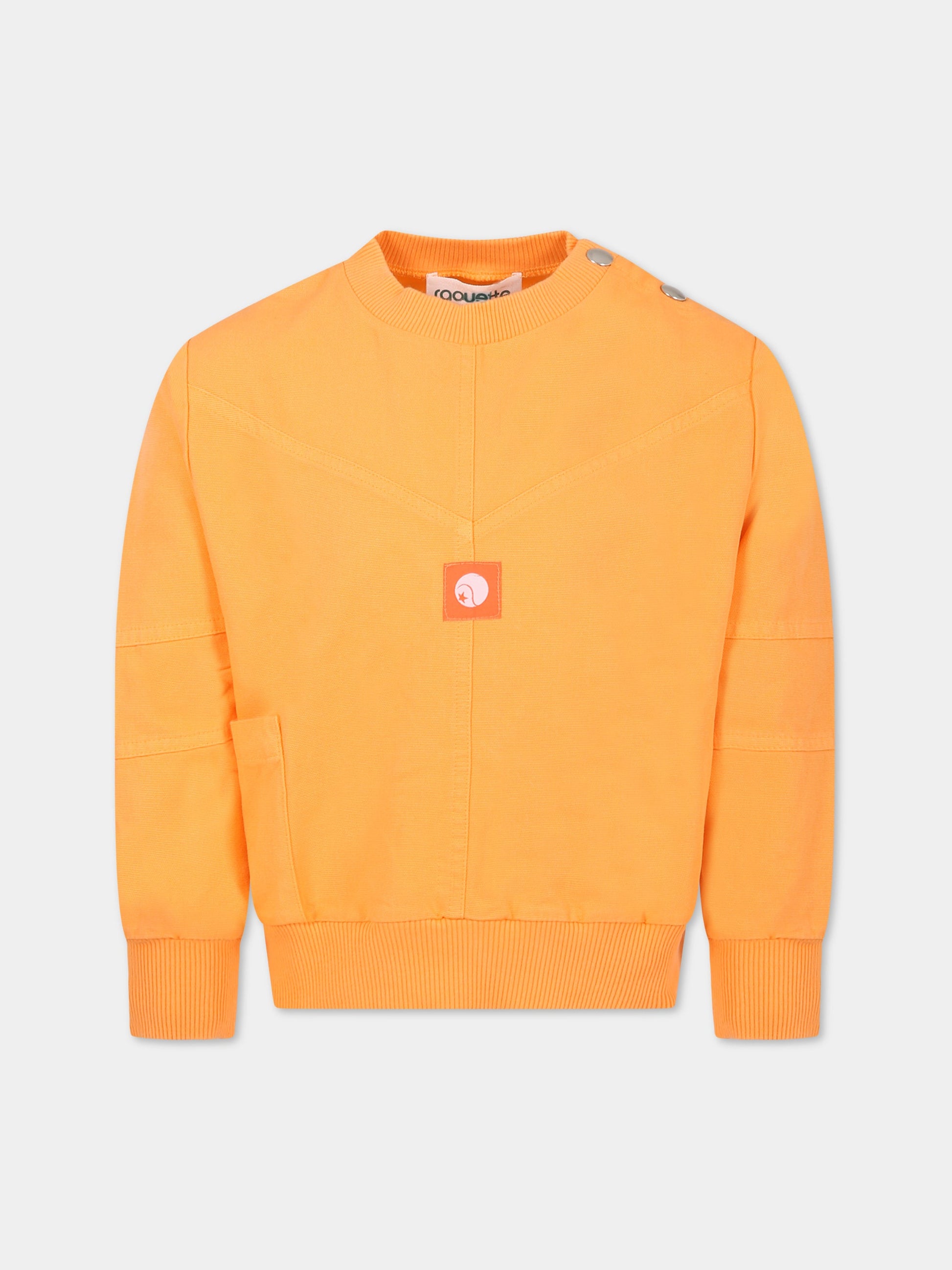 Felpa arancione per bambini con patch,Raquette,SCA 008 82