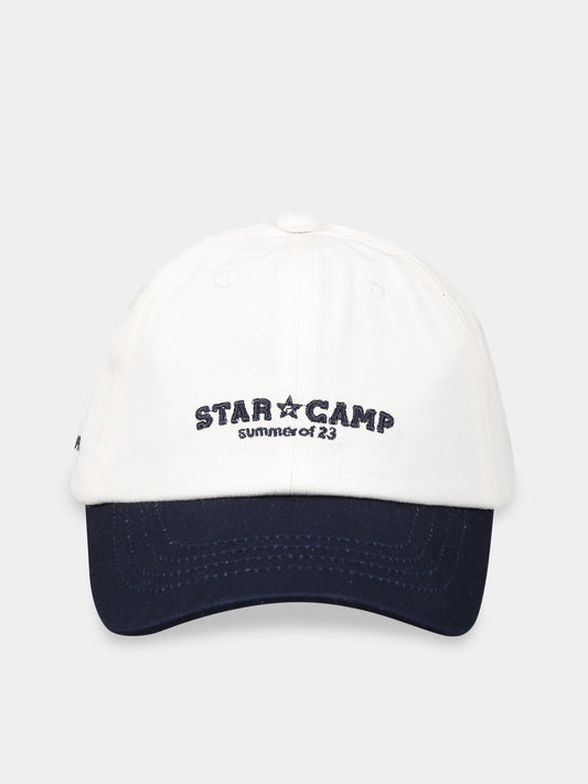 Cappello bianco per bambini con scritta  Star camp  e logo blu,Raquette,TCAP 001 79