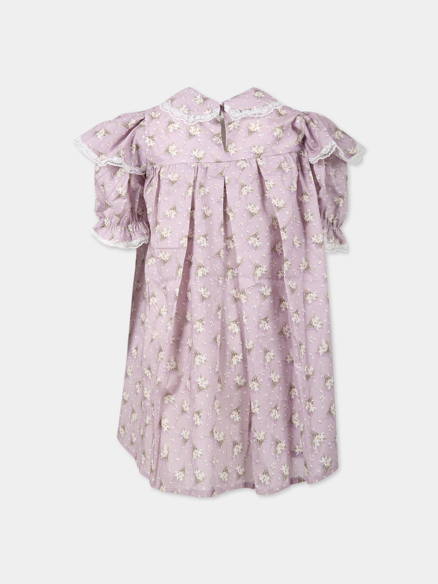 Vestito viola per bambina con stampa floreale,Paade Mode,232504120