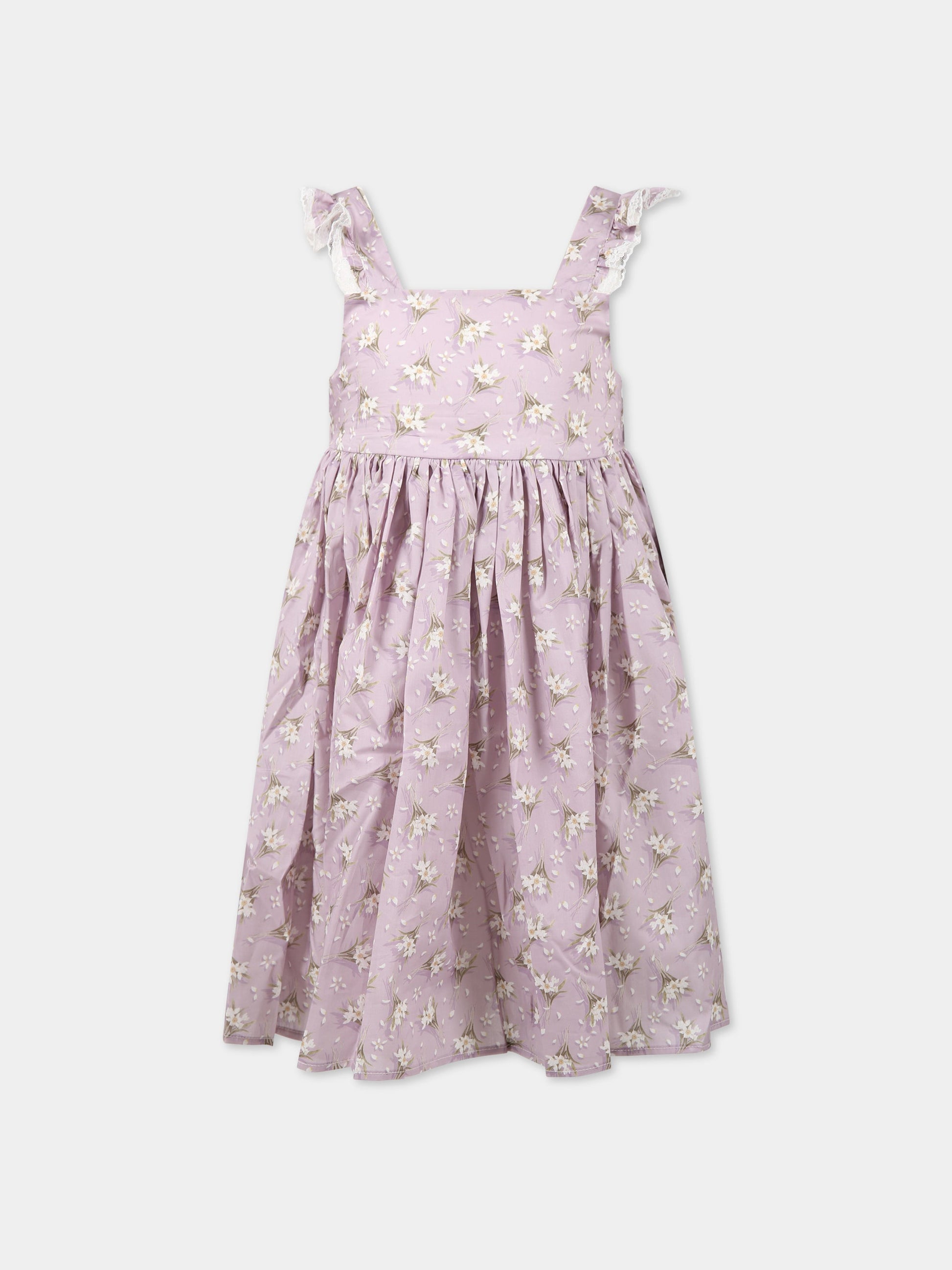 Vestito viola per bambina con stampa floreale,Paade Mode,232104420