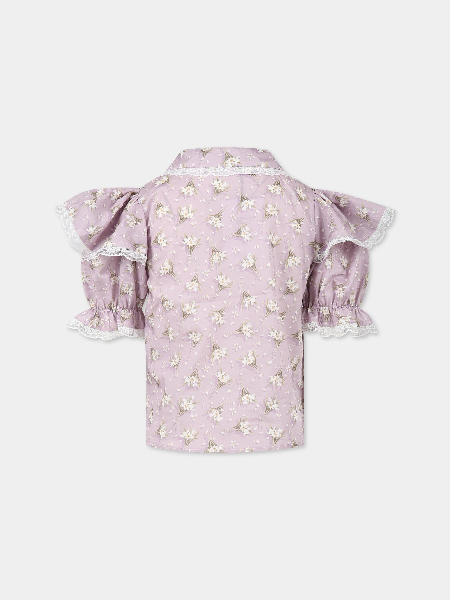 Camicia viola per bambina con stampa floreale,Paade Mode,232130120