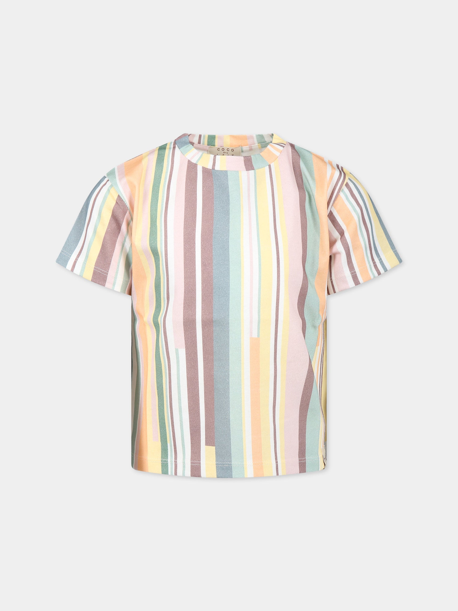 T-shirt multicolor per bambina con logo,Coco Au Lait,14COCO1056