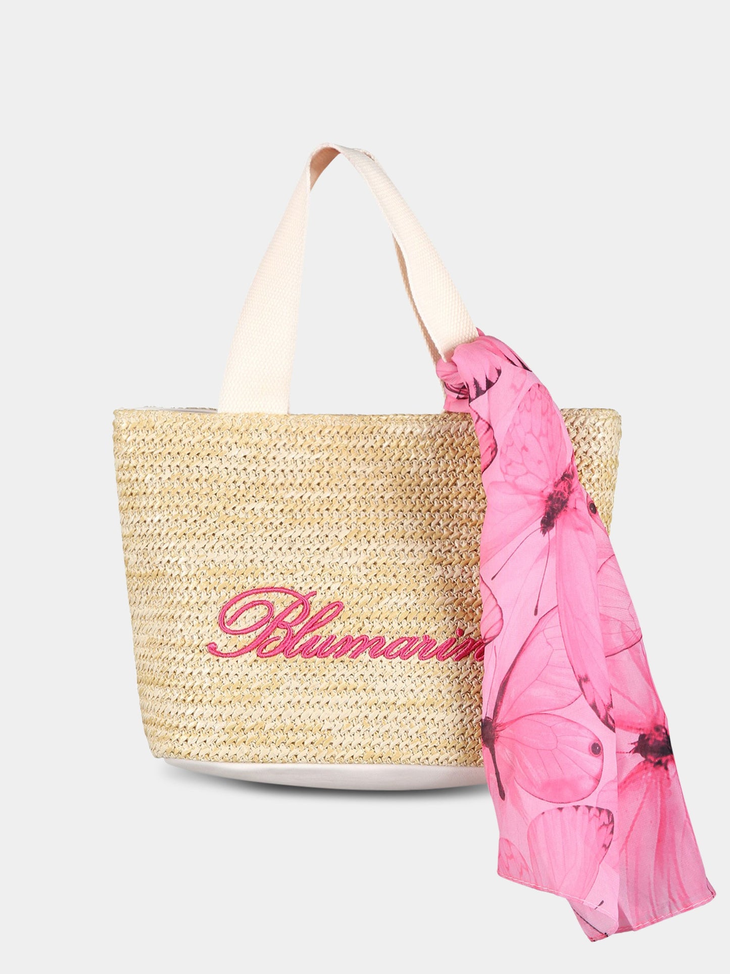 Borsa beige per bambina con logo fucsia,Blumarine Baby,IA3080T0300 C3269