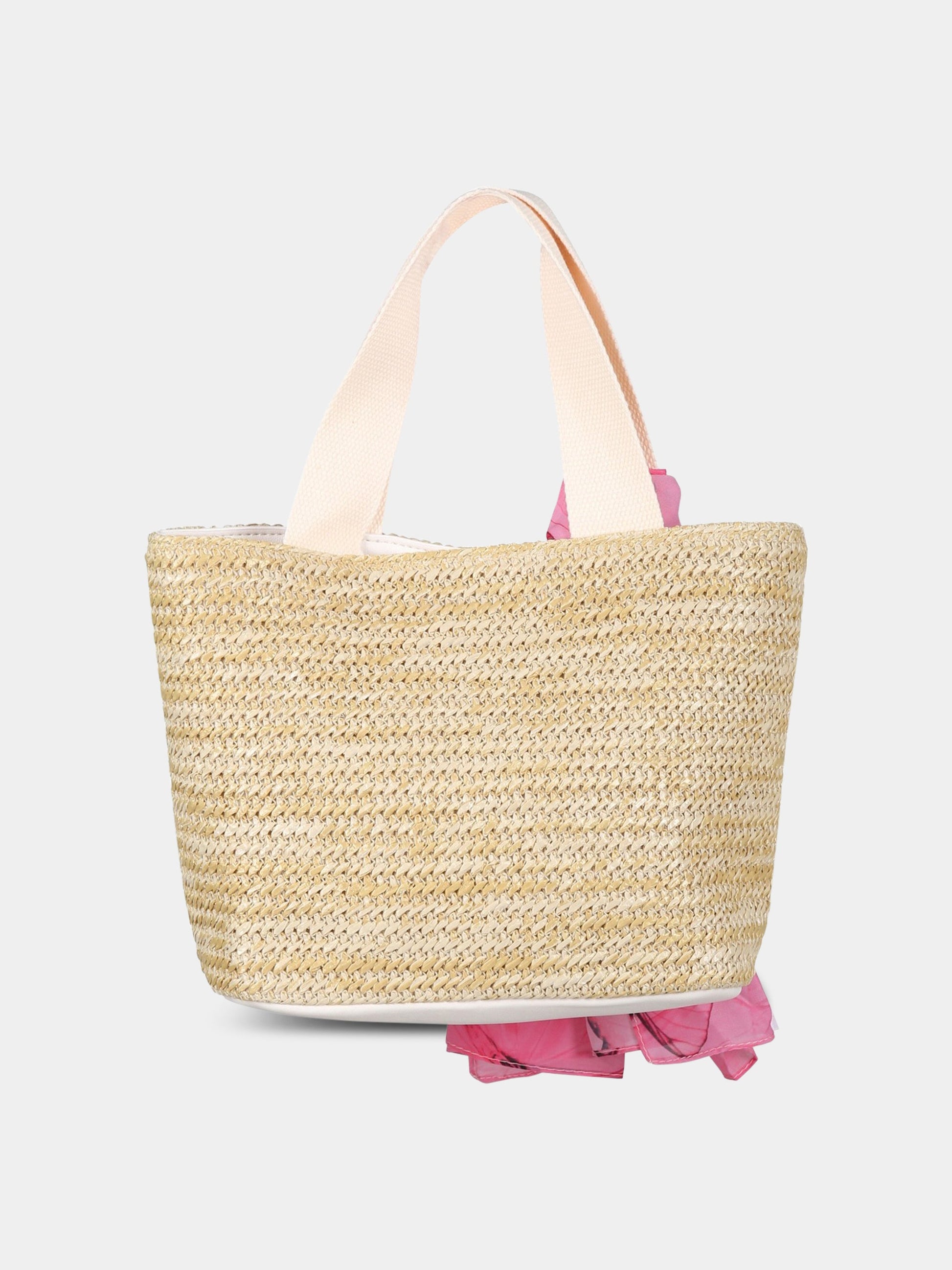 Borsa beige per bambina con logo fucsia,Blumarine Baby,IA3080T0300 C3269