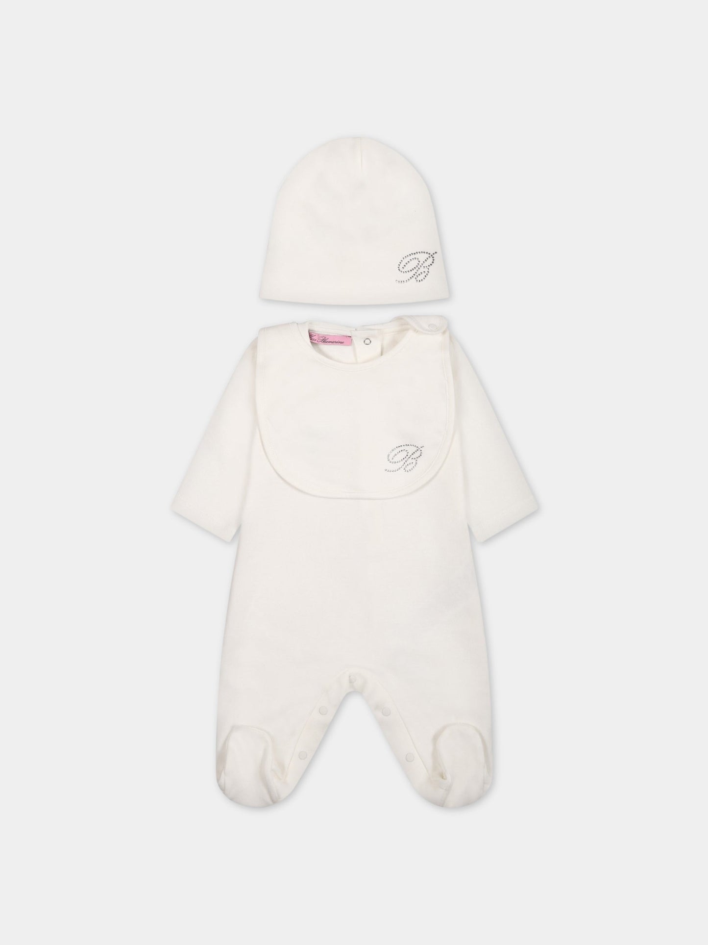 Set bianco per neonata con logo,Blumarine Baby,IA3126J6050 10602