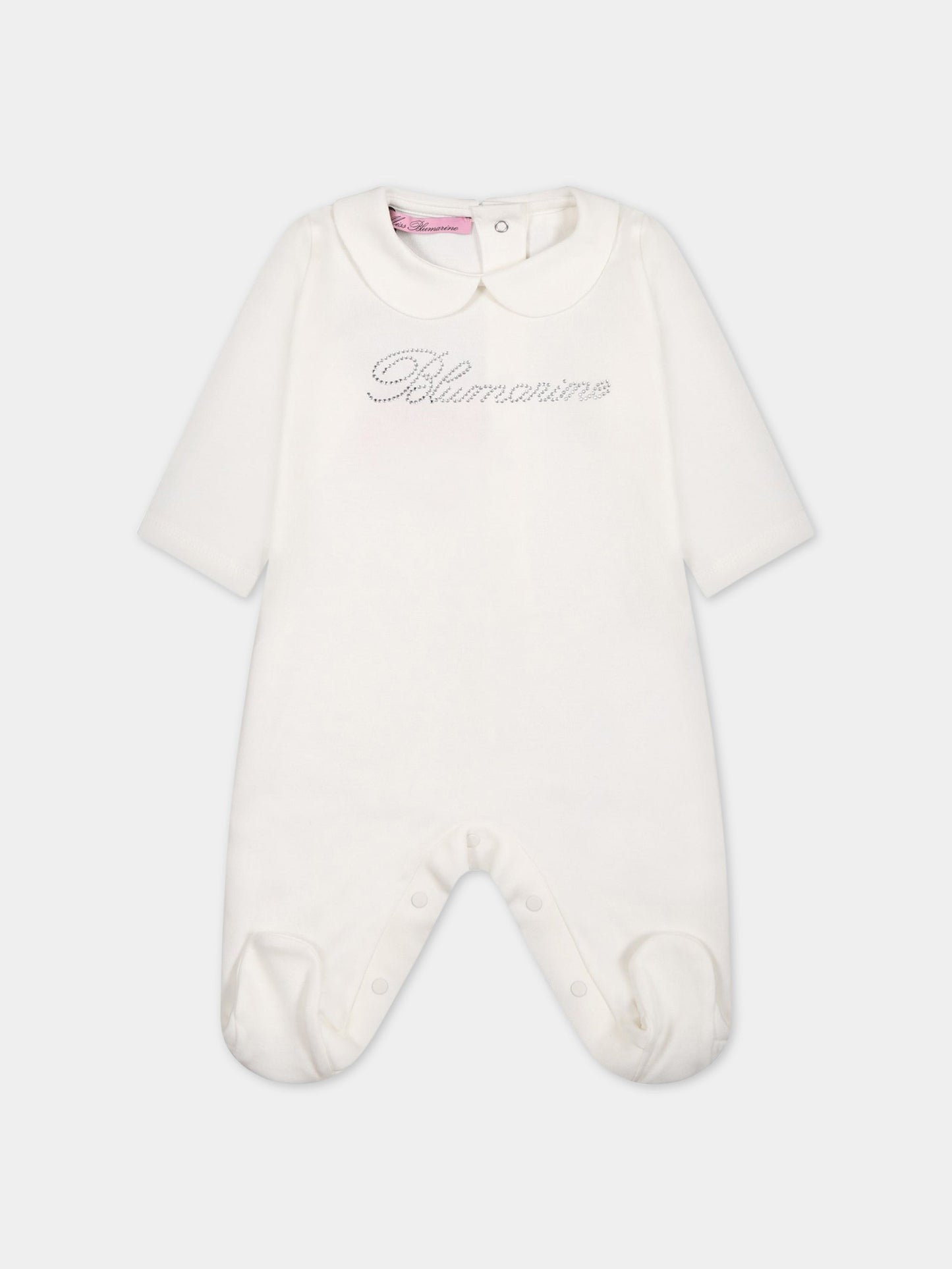 Set bianco per neonata con logo,Blumarine Baby,IA3126J6050 10602