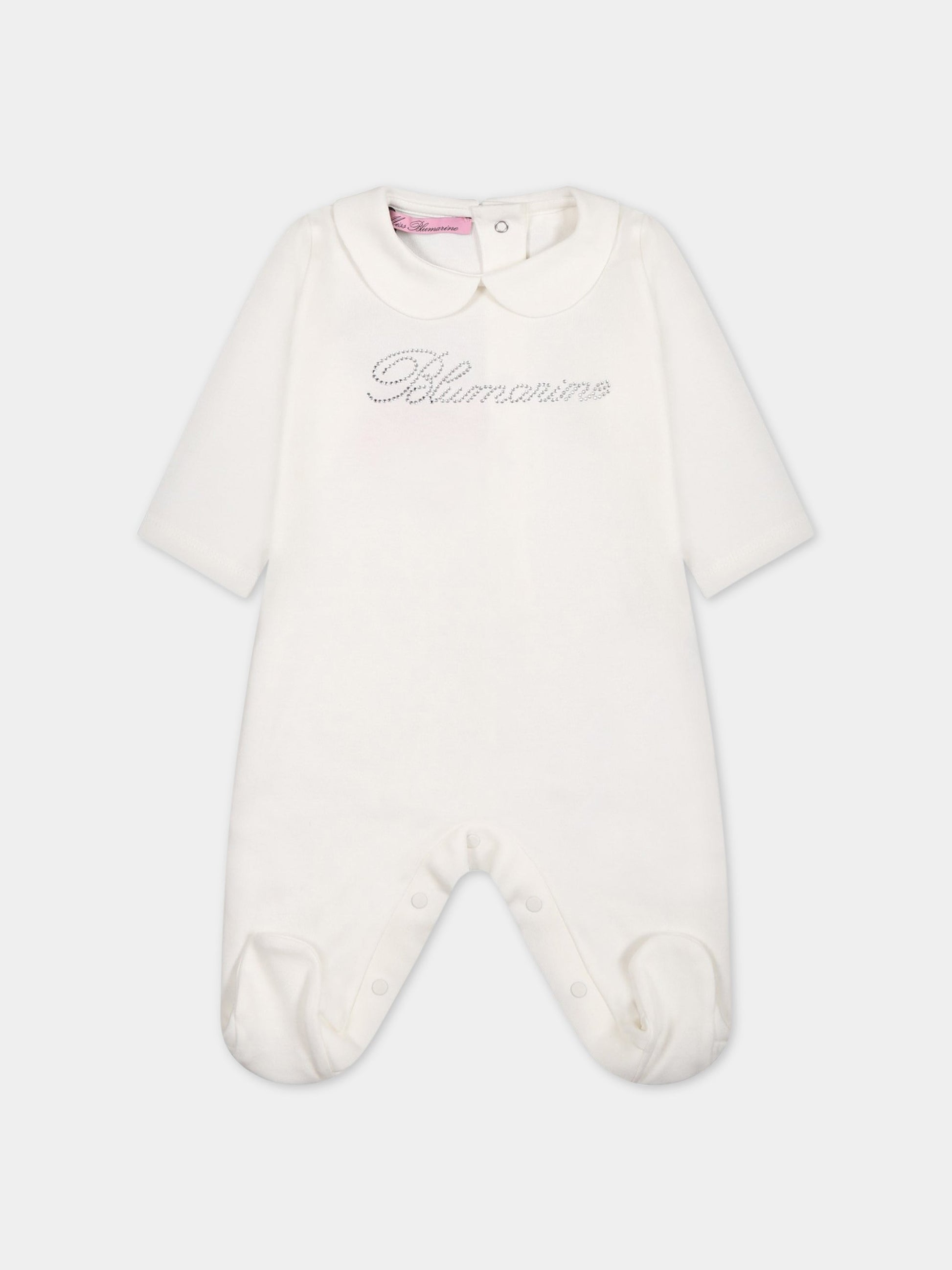 Set bianco per neonata con logo,Blumarine Baby,IA3126J6050 10602