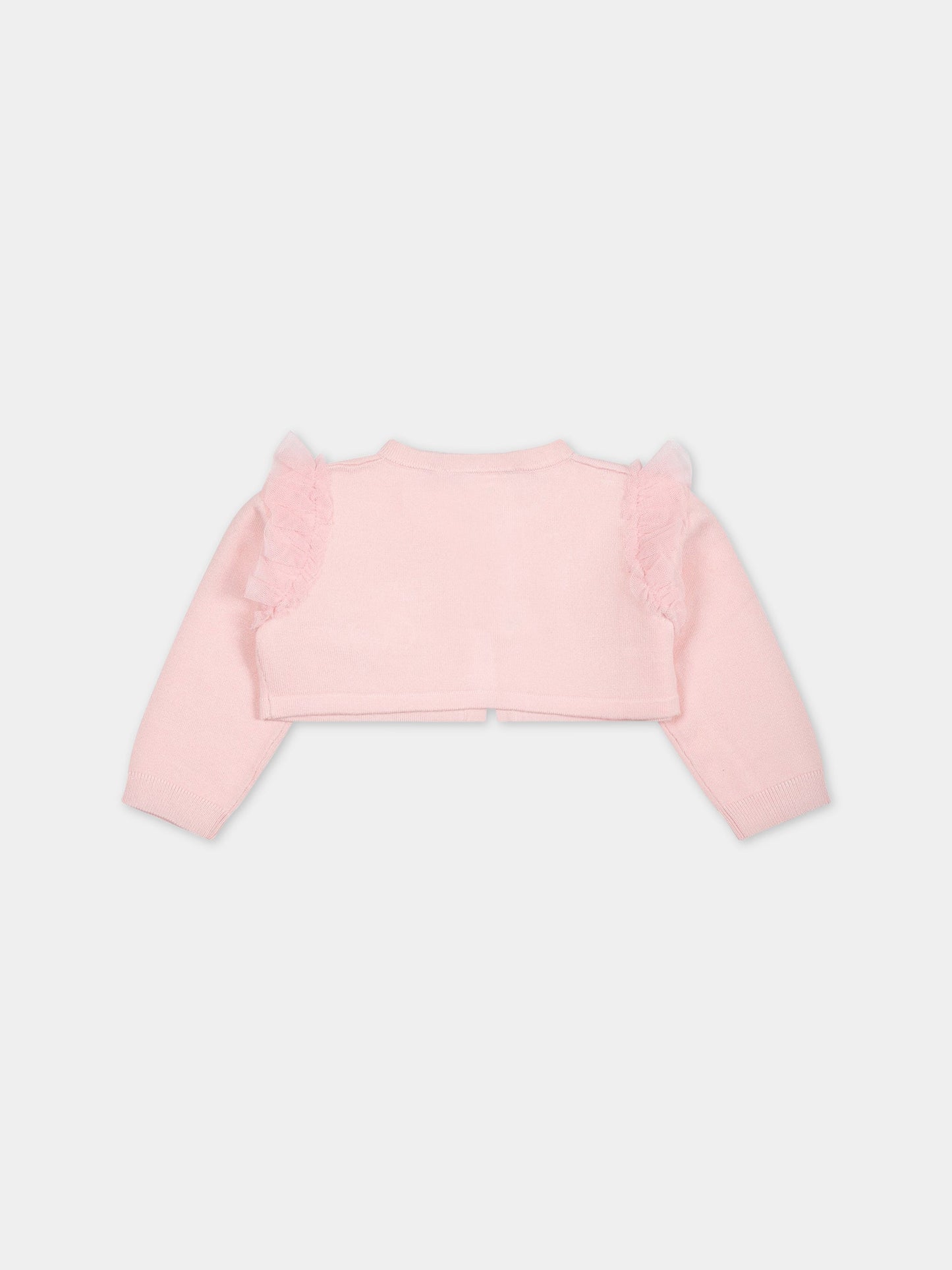 Cardigan rosa per neonata con logo,Blumarine Baby,IA3136MA74M X0485