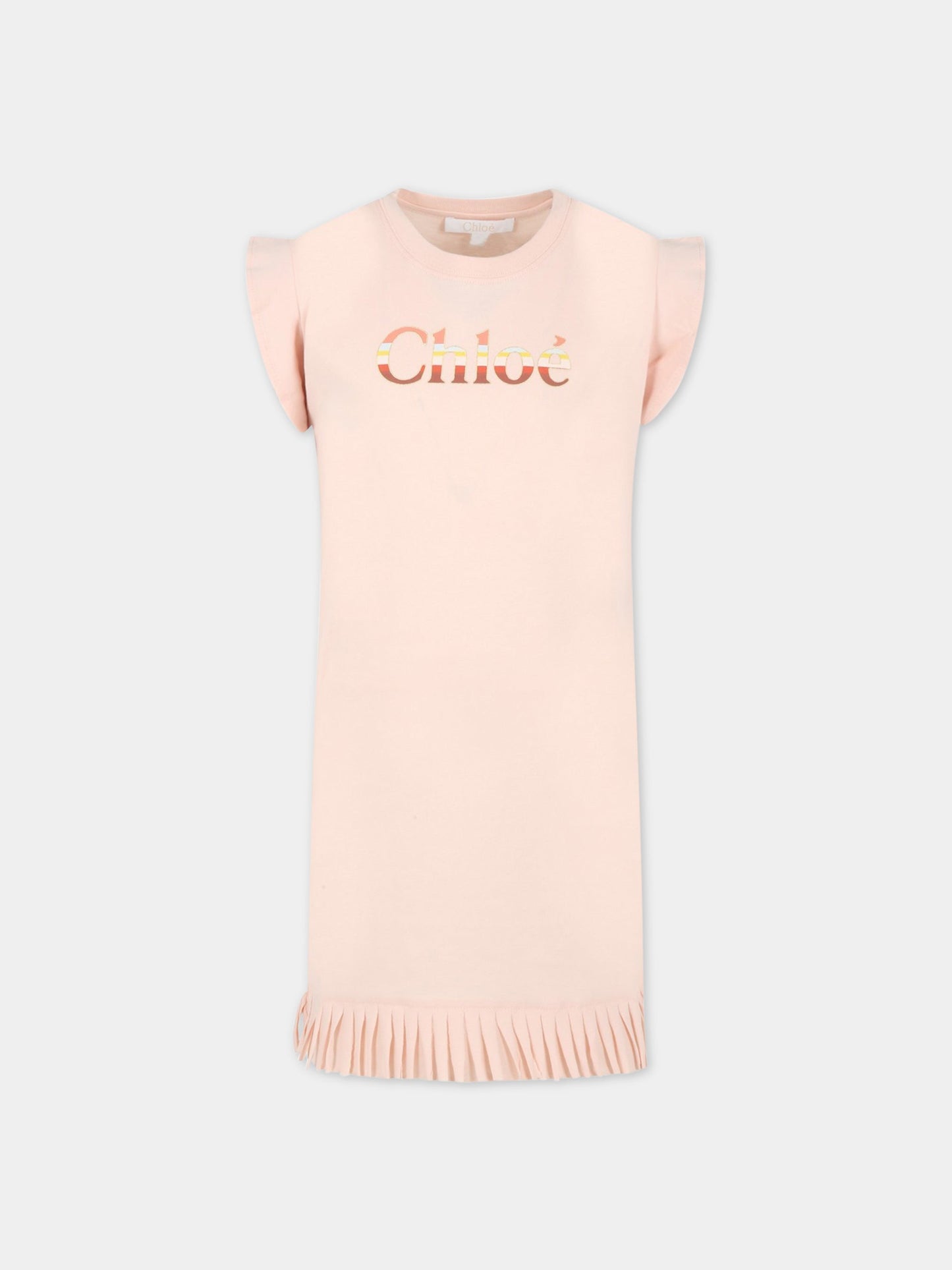 Vestito rosa per bambina con logo,Chloé Kids,C12907 45K