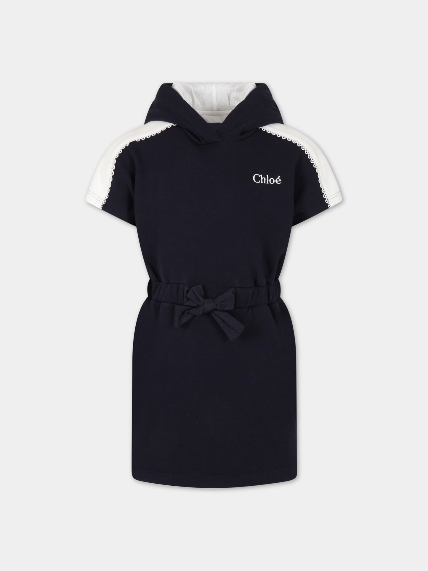 Vestito blu per bambina con logo,Chloé Kids,C12925 859