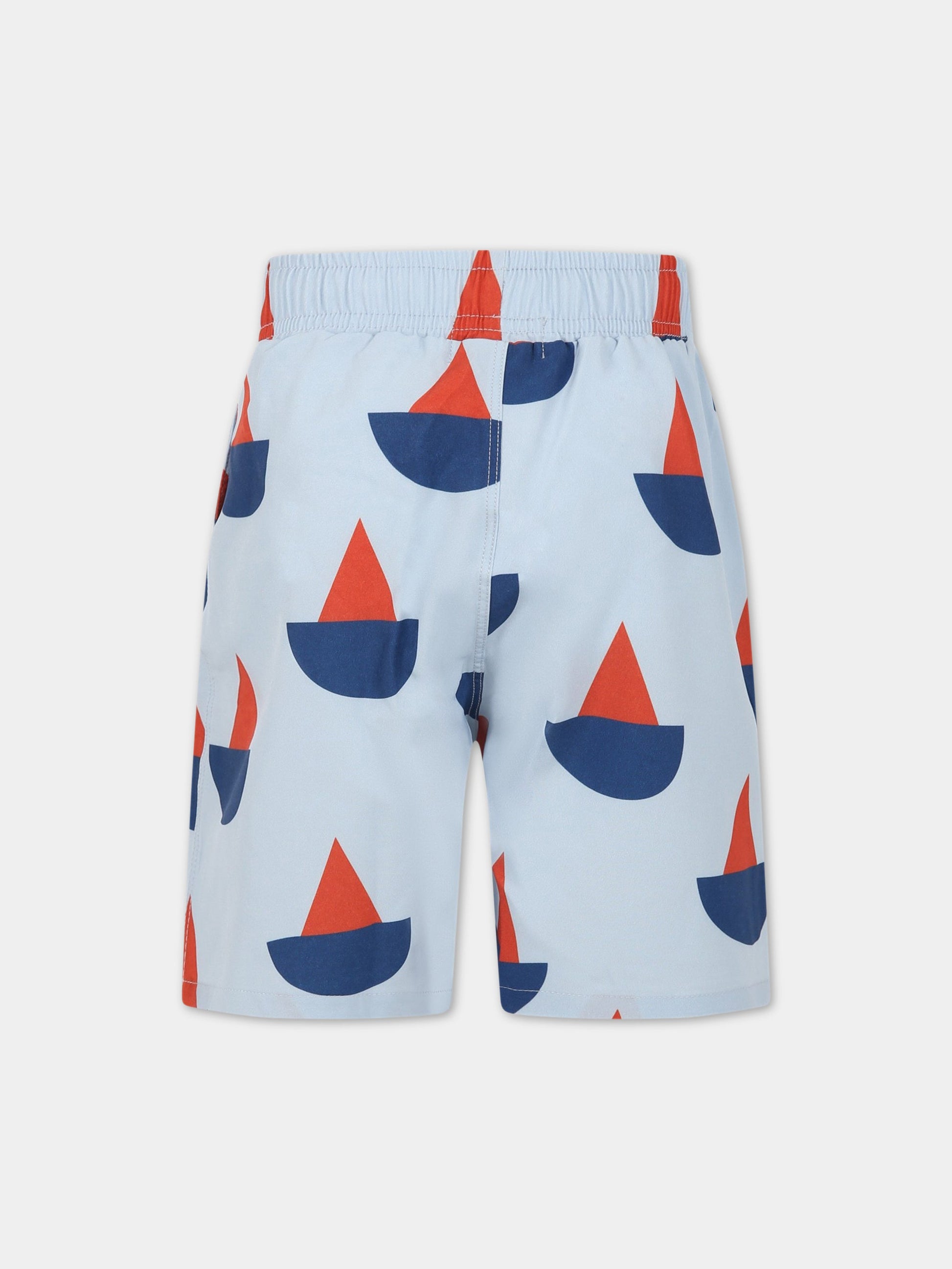 Boxer mare celeste per bambino con stampa barche all-over,Bobo Choses,123AC143