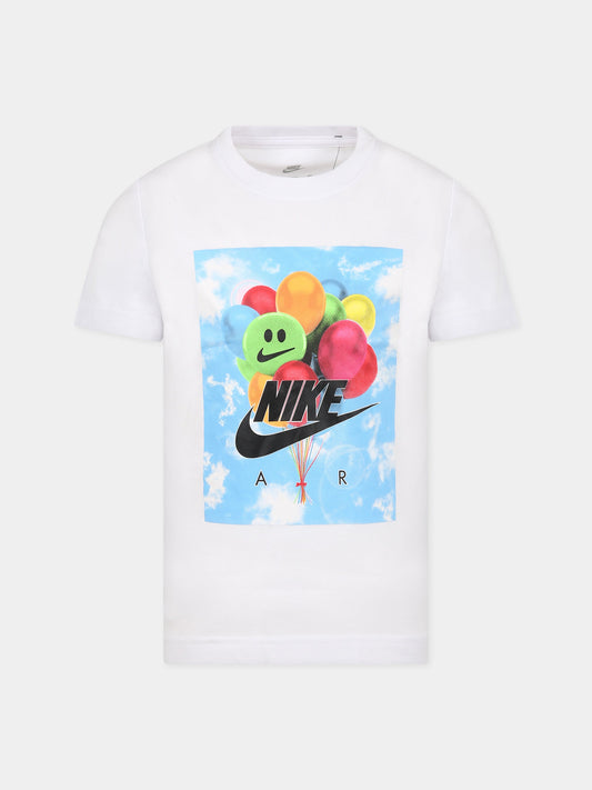 T-shirt bianca per bambino con logo e stampa,Nike,86K948 001