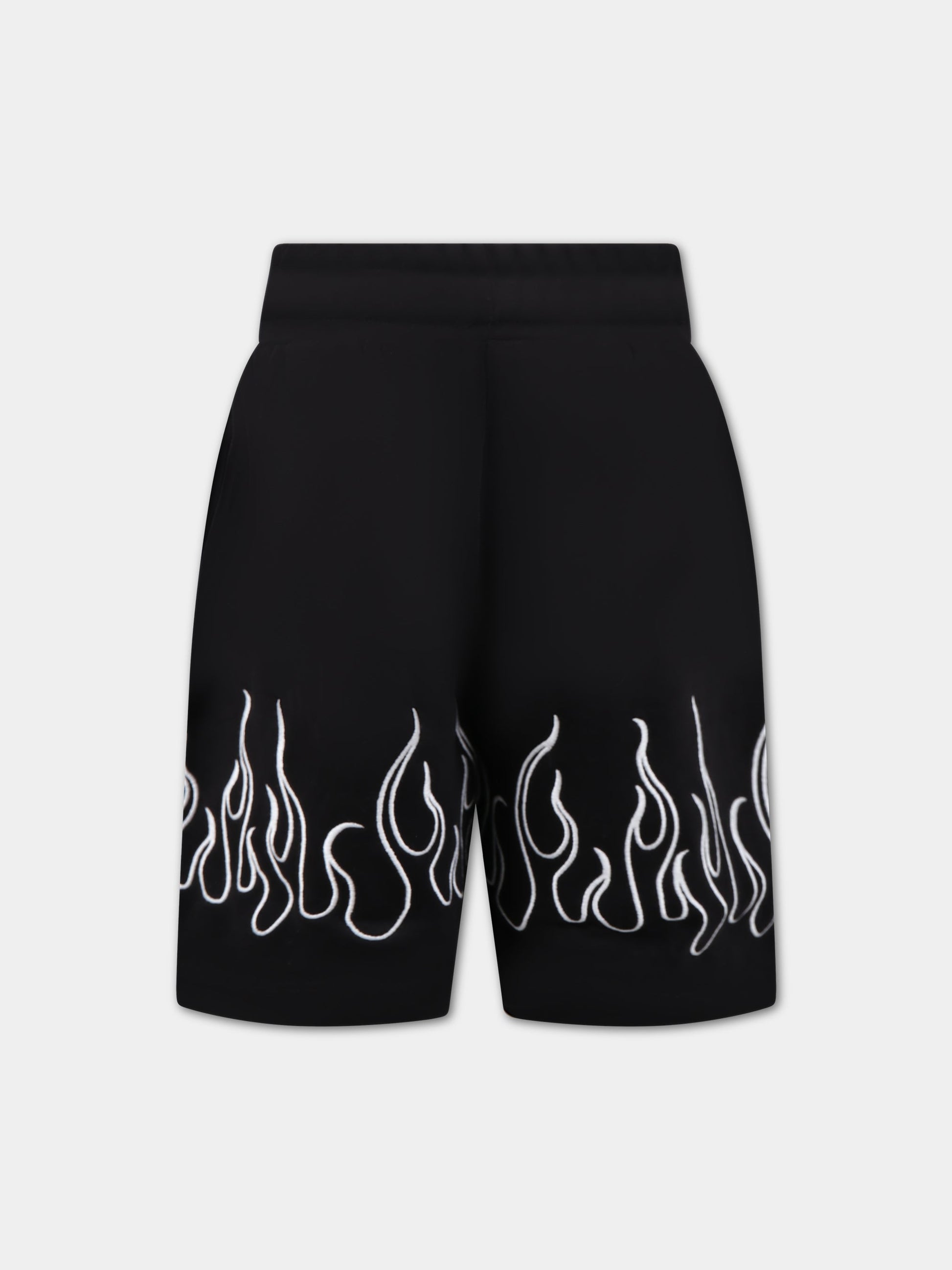 Shorts nero per bambino con fiamme e logo,Vision Of Super,BFV3100J BIANCO