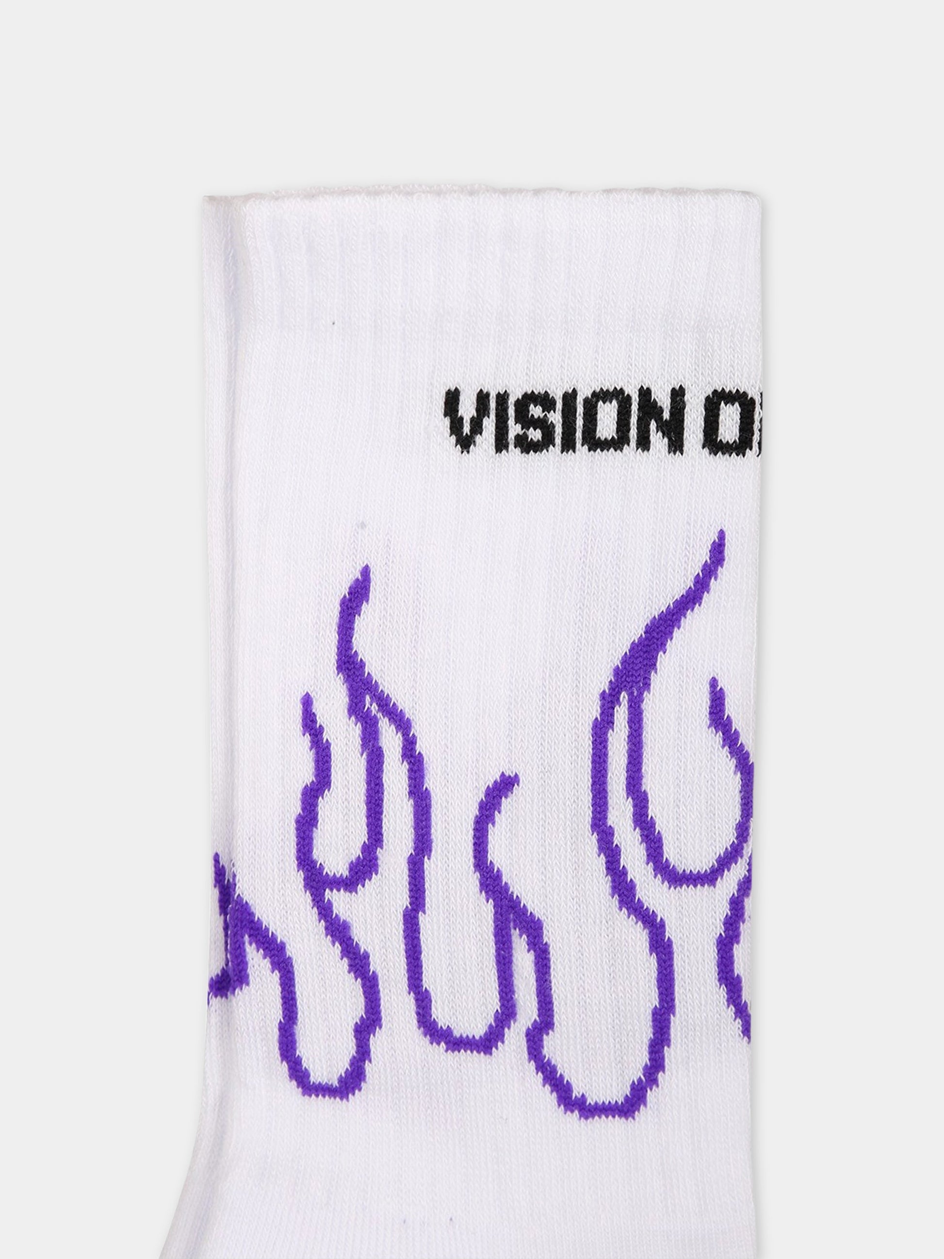 Calze bianche per bambino con logo,Vision Of Super,CZV3100 VIOLA