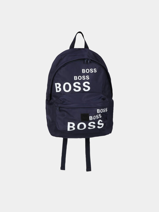 Zaino blu per bambino con loghi,Hugo Boss,J20312 849