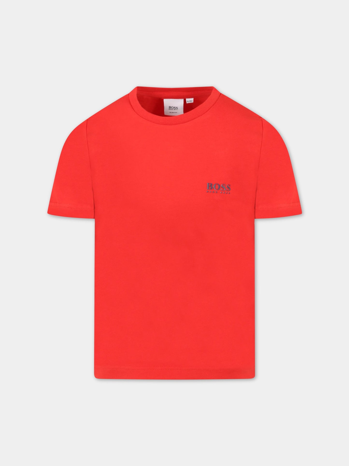 T-shirt rossa per bambino con logo,Hugo Boss,J25L53 97E