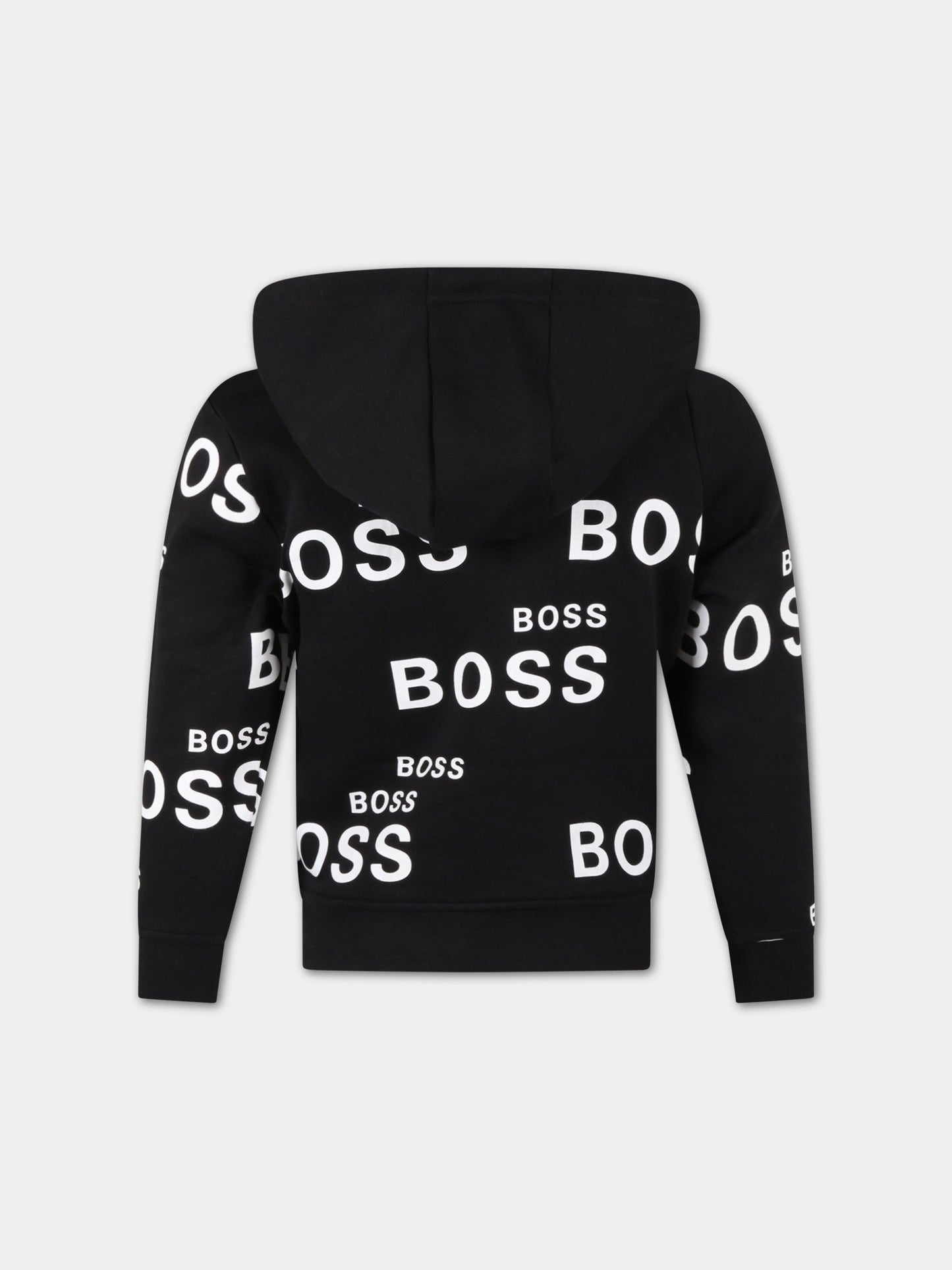 Felpa nera per bambino con loghi,Hugo Boss,J25L98 09B