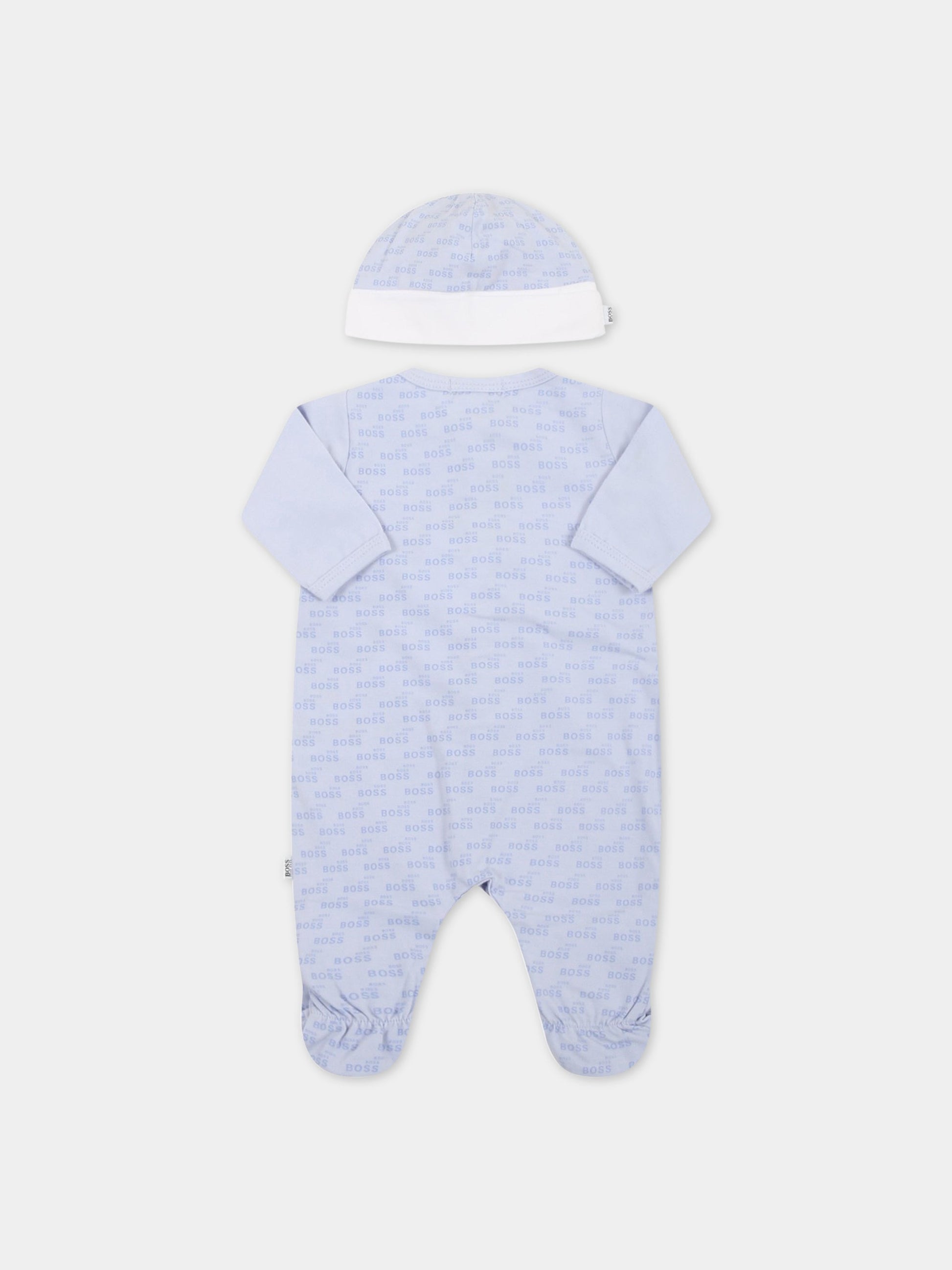 Set celeste per neonato con loghi,Hugo Boss,J98329 771