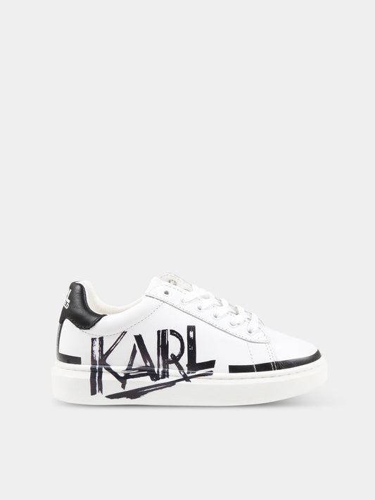 Sneakers bianche per bambini con logo,Karl Lagerfeld Kids,Z29040 10B
