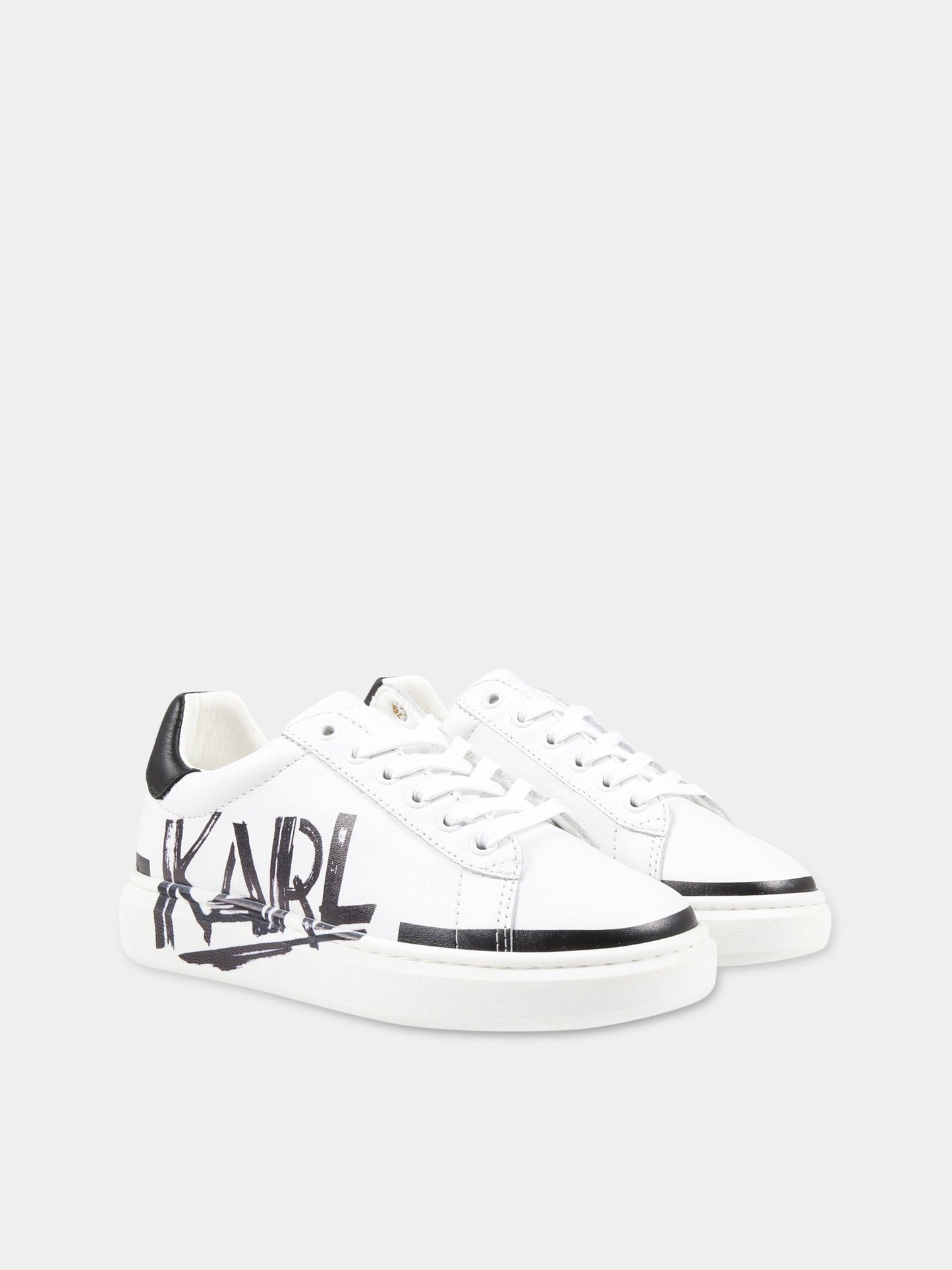 Sneakers bianche per bambini con logo,Karl Lagerfeld Kids,Z29040 10B