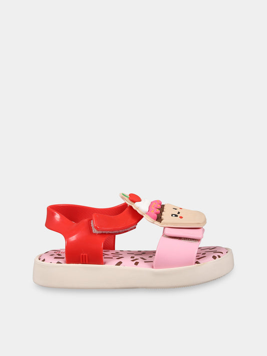 Sandali multicolor per bambina con cupcake e logo,Mini Melissa,33741 AI262 06411