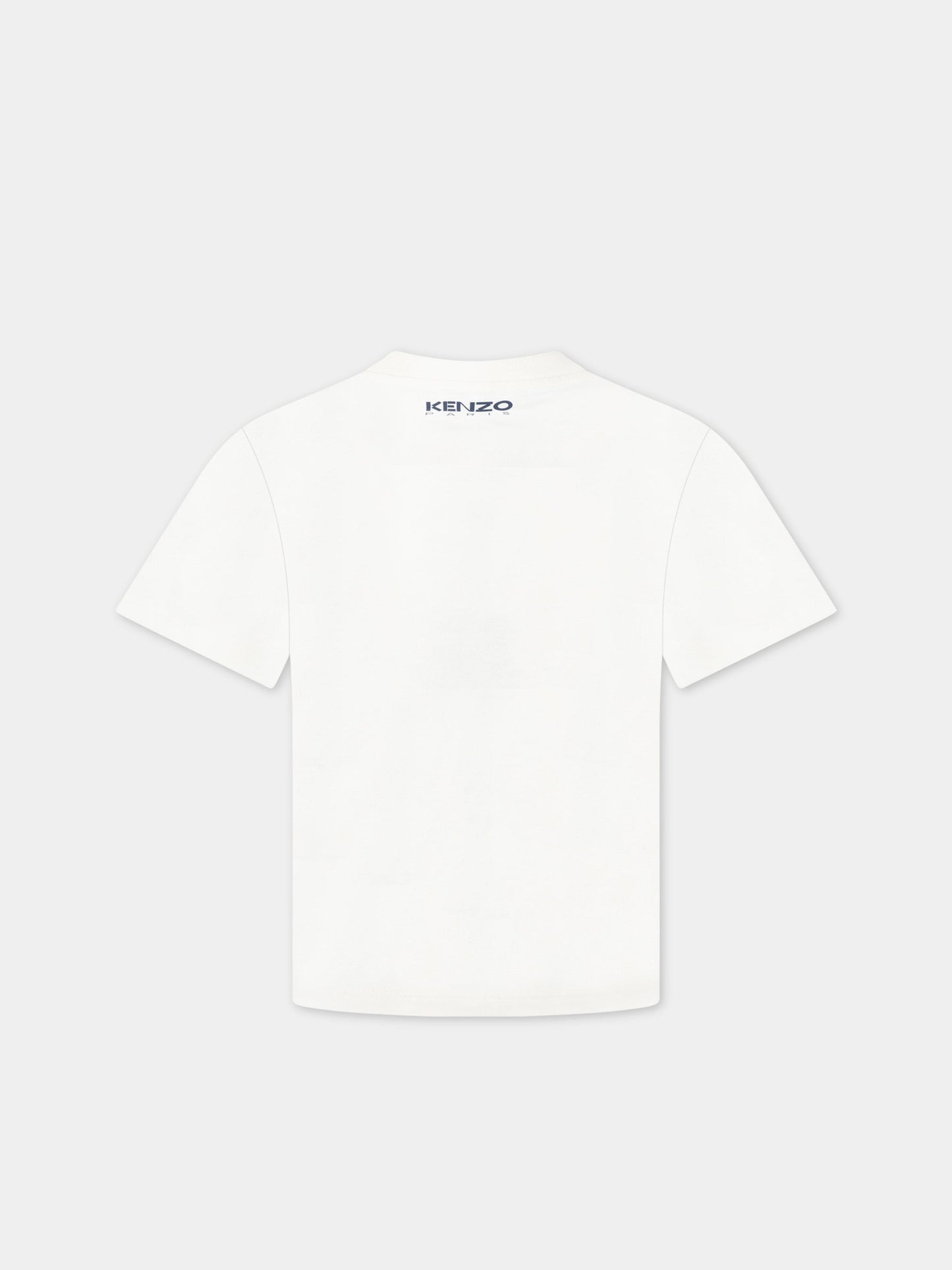 T-shirt bianca per bambina con iconico papavero rosso e logo,Kenzo Kids,K15669 189