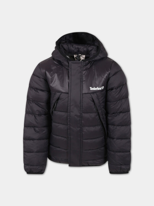 Piumino nero per bambino con logo,Timberland,T26550 09B