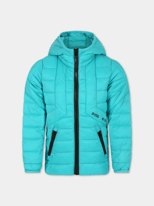 Piumino celeste per bambino con logo,Diesel,J00223 KXBBF K50K