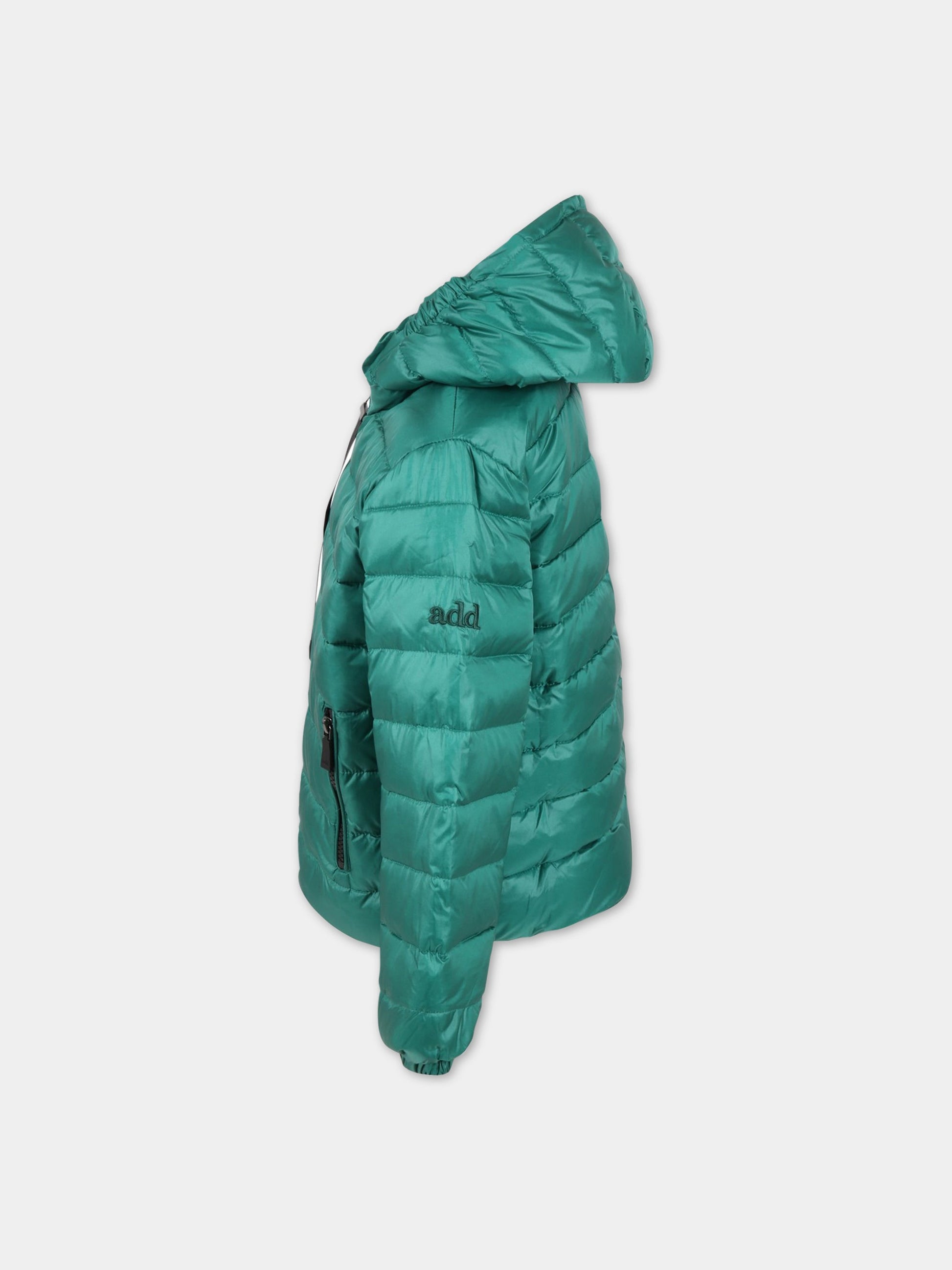 Piumino verde per bambino con logo,Add,ADMGB003 YA278 1010