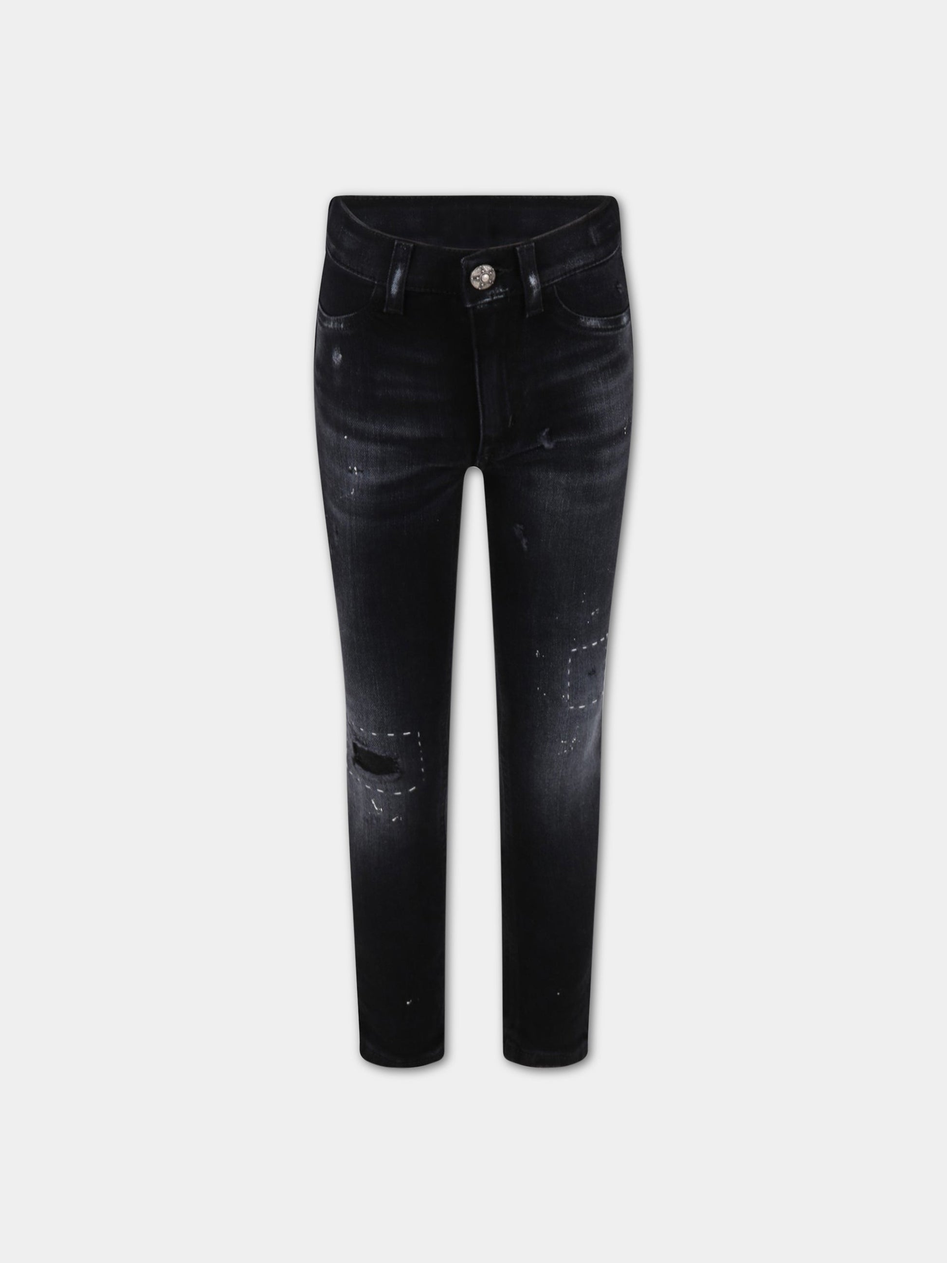 Jeans  Appetite  nero per bambina con dettagli bianchi,Dondup Kids,DFPA102 YD027 N020